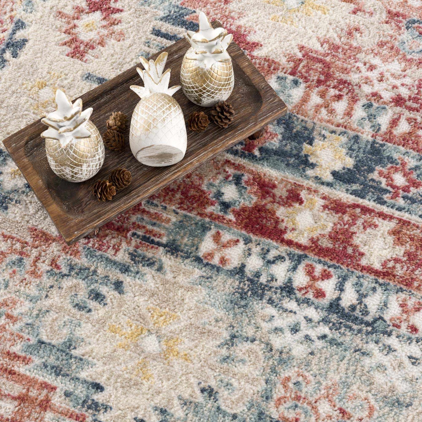 Bindi Blue & Rose Area Rug - Ornate Home