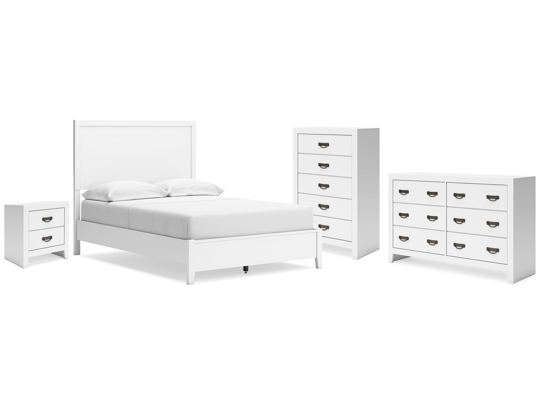 Binterglen White Full Panel Bedroom Set with Dresser, Chest and Nightstand - Ornate Home