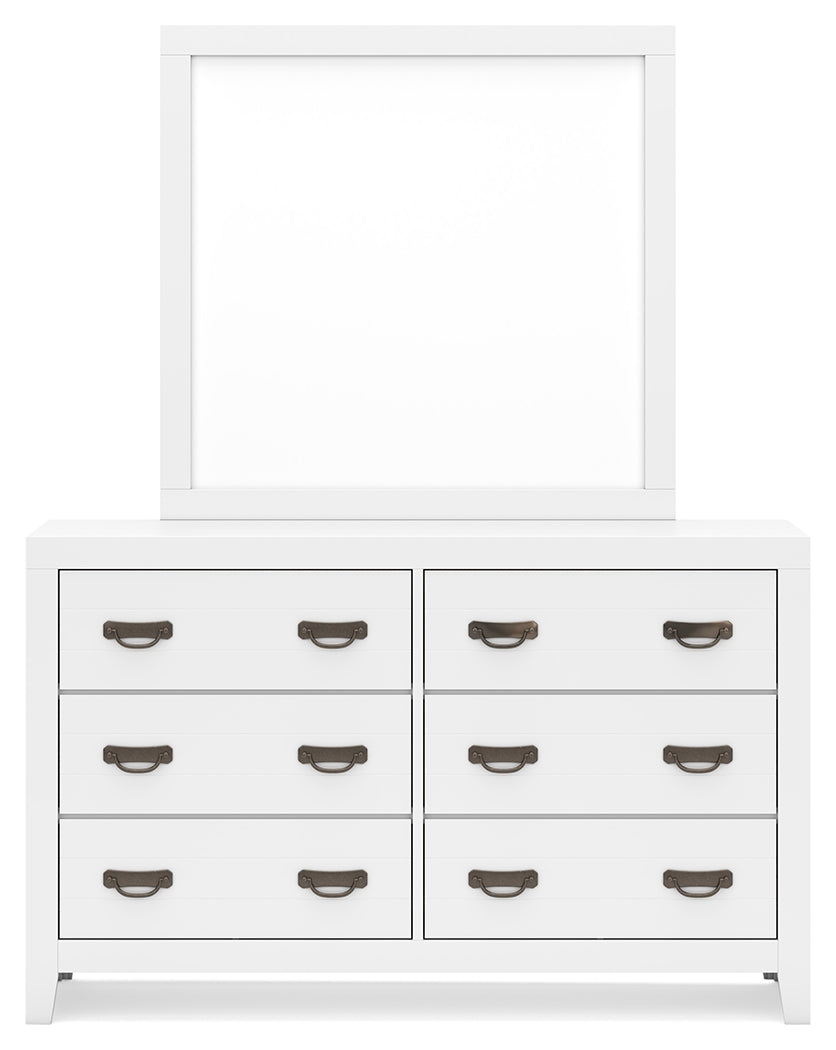 Binterglen White King Panel Bed & Dresser & Mirror & Nightstand - Ornate Home