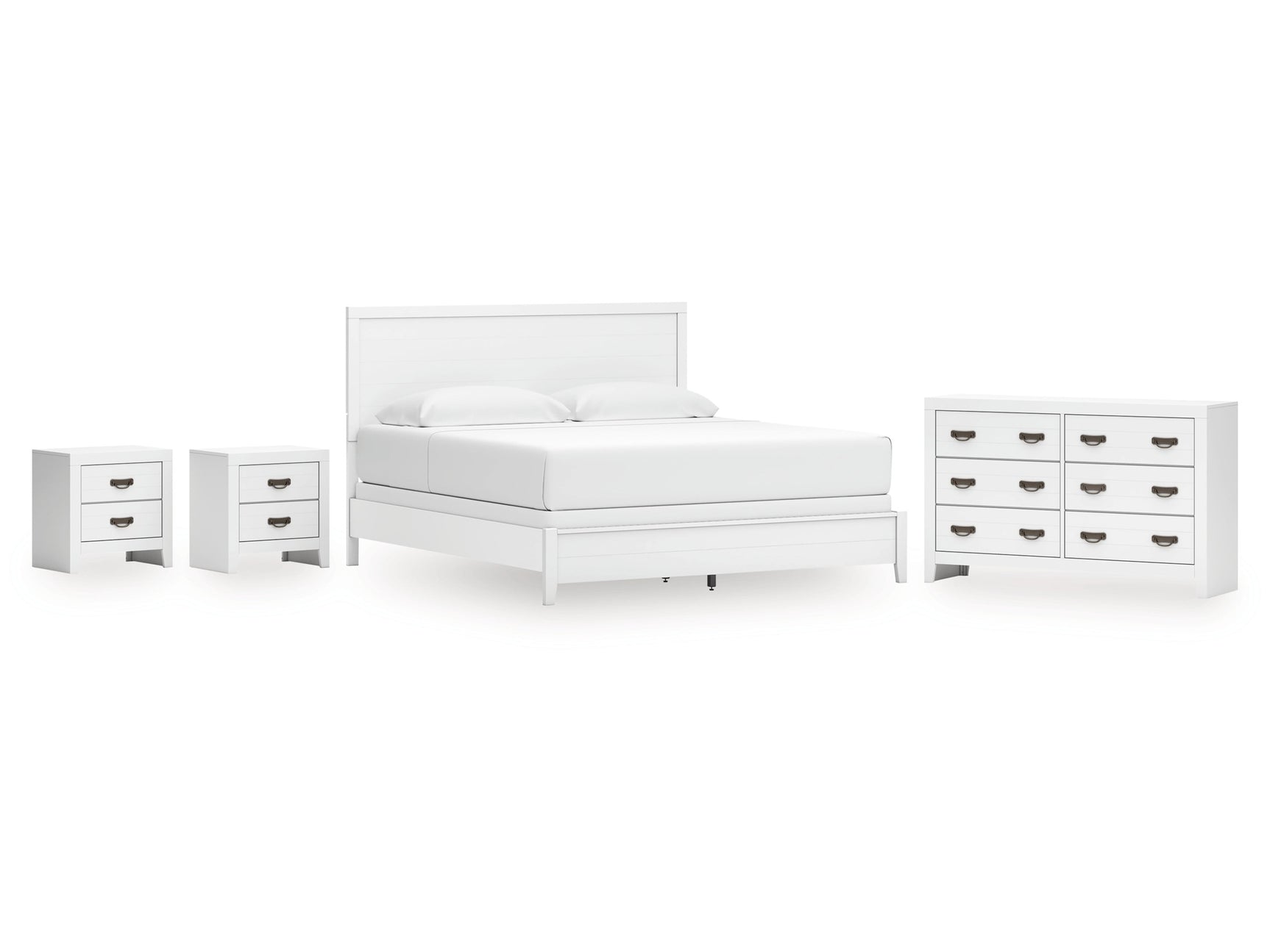 Binterglen White King Panel Bedroom Set with Dresser and 2 Nightstands - Ornate Home