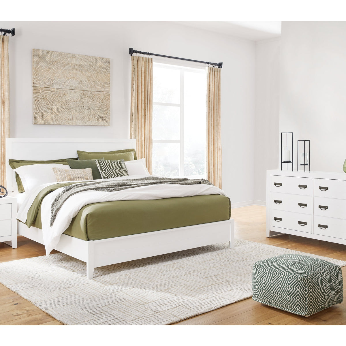 Ashley Furniture Binterglen White King Panel Bedroom Set with Dresser and Nightstand | Ornate Home Ashley Furniture Binterglen White King Panel Bedroom Set with Dresser and Nightstand | Ornate Home