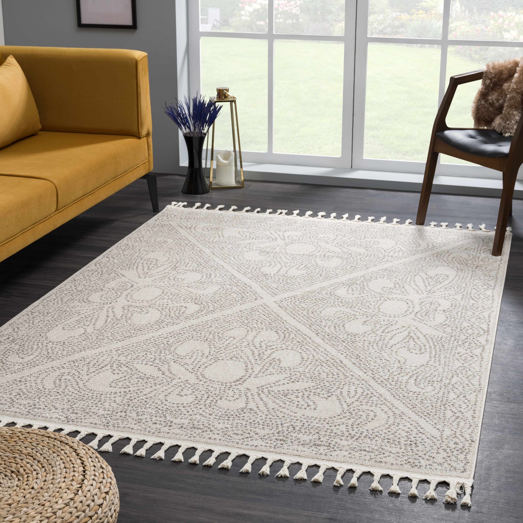 Birdwood Cream & Brown Area Rug - Ornate Home