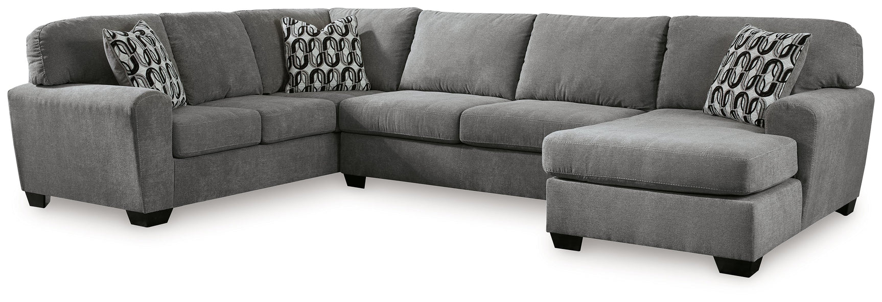Birkdale Court Gray 3-Piece Sectional with RAF Chaise - Ornate Home