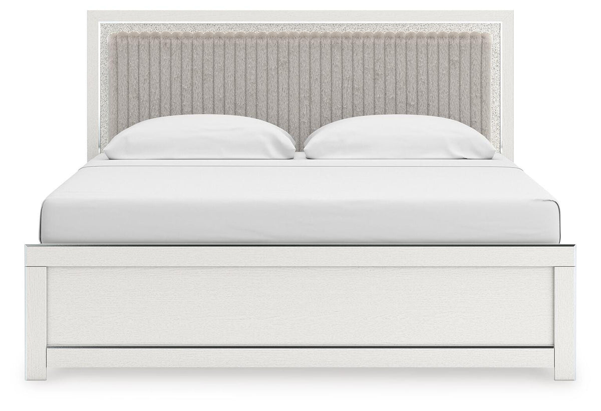 Birmonton White King Upholstered Panel Bed (Online Special Price) - Ornate Home
