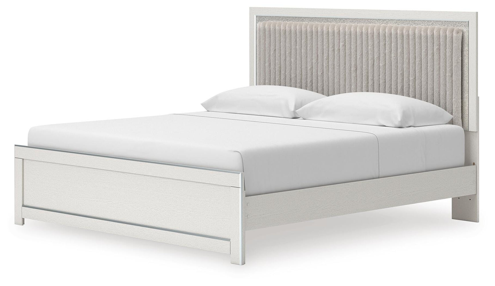 Birmonton White King Upholstered Panel Platform Bed - Ornate Home