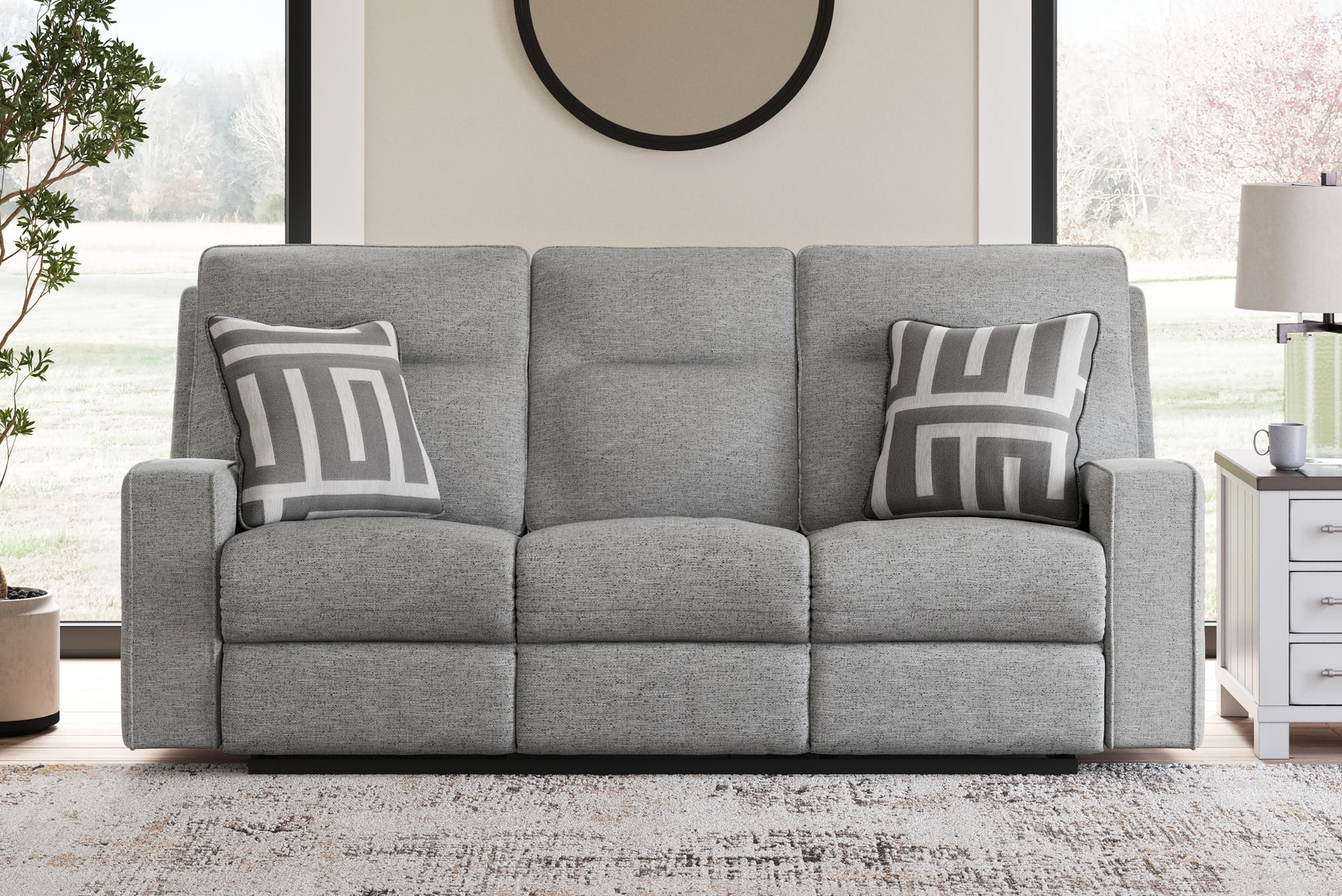 Biscoe Pewter Power Reclining Sofa and Loveseat - Ornate Home