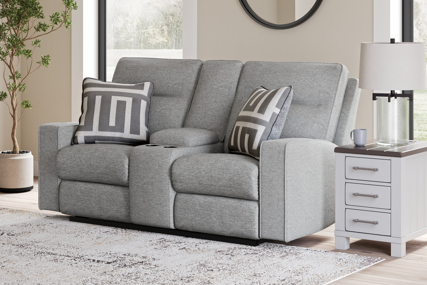 Biscoe Pewter Power Reclining Sofa and Loveseat - Ornate Home