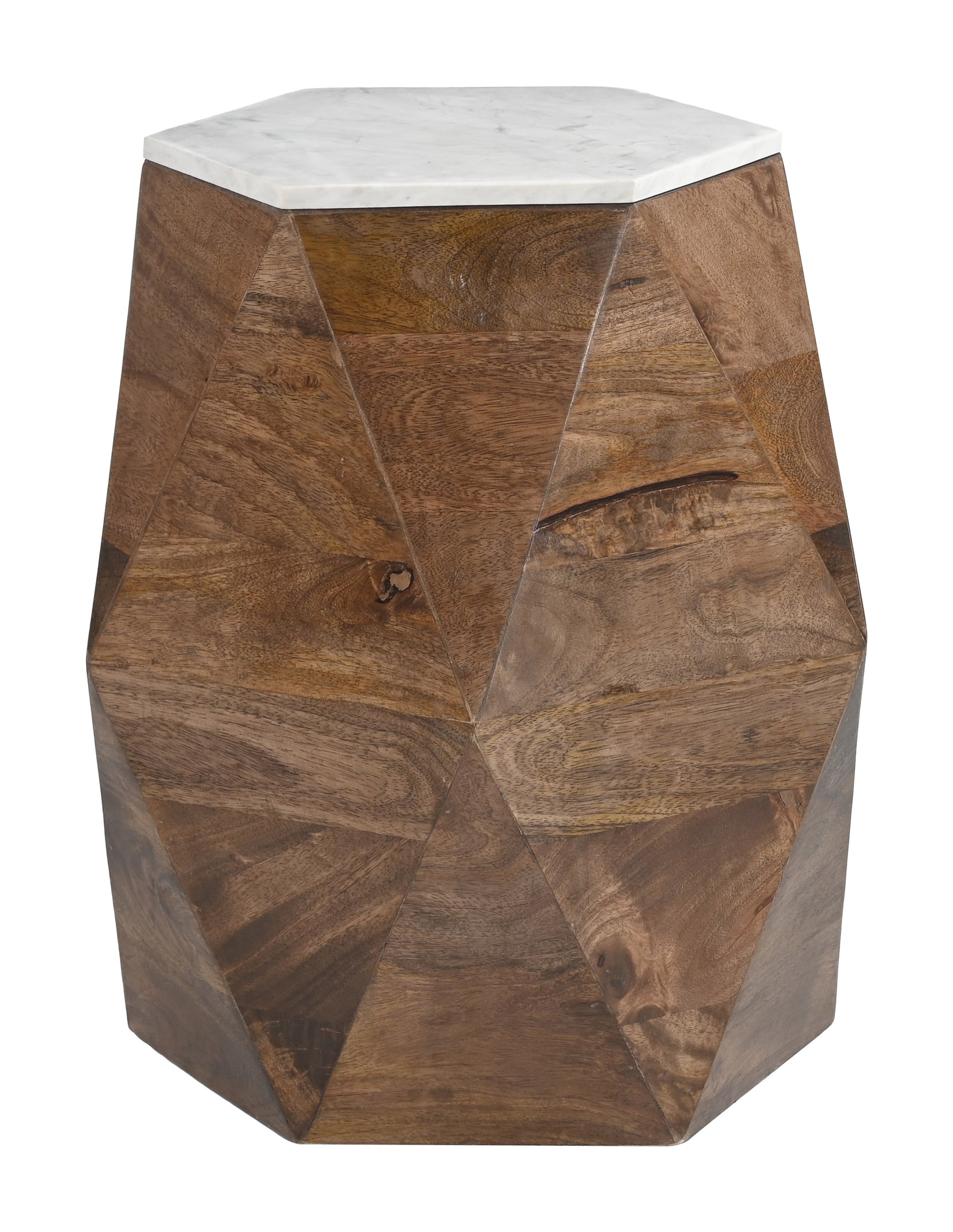Bisel White & Walnut Side Table - Ornate Home