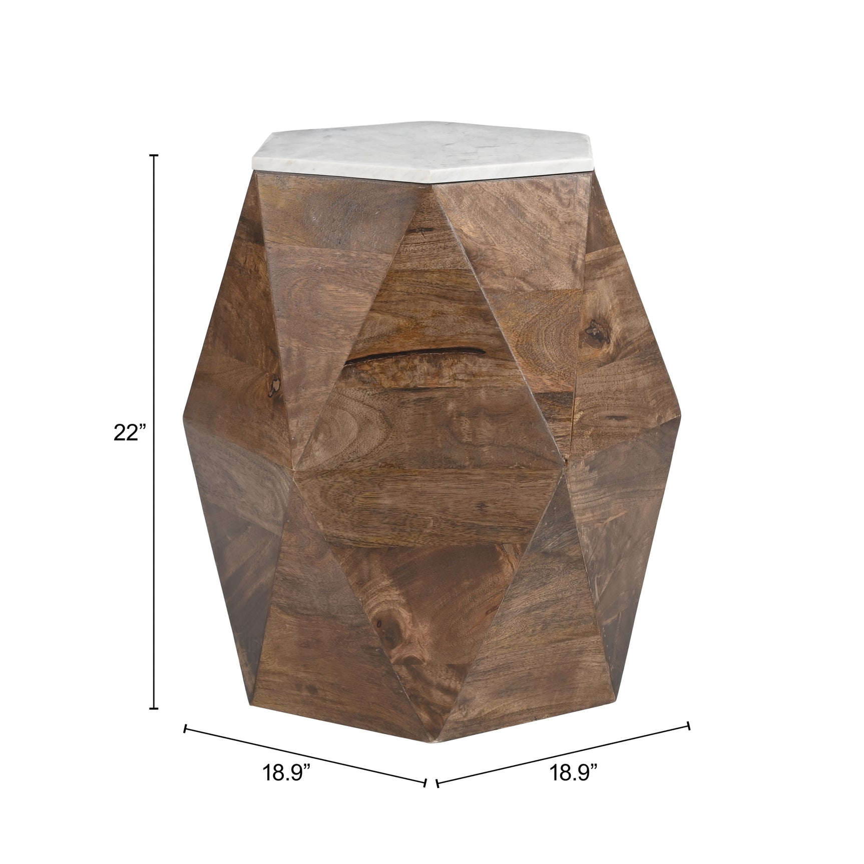 Bisel White & Walnut Side Table - Ornate Home