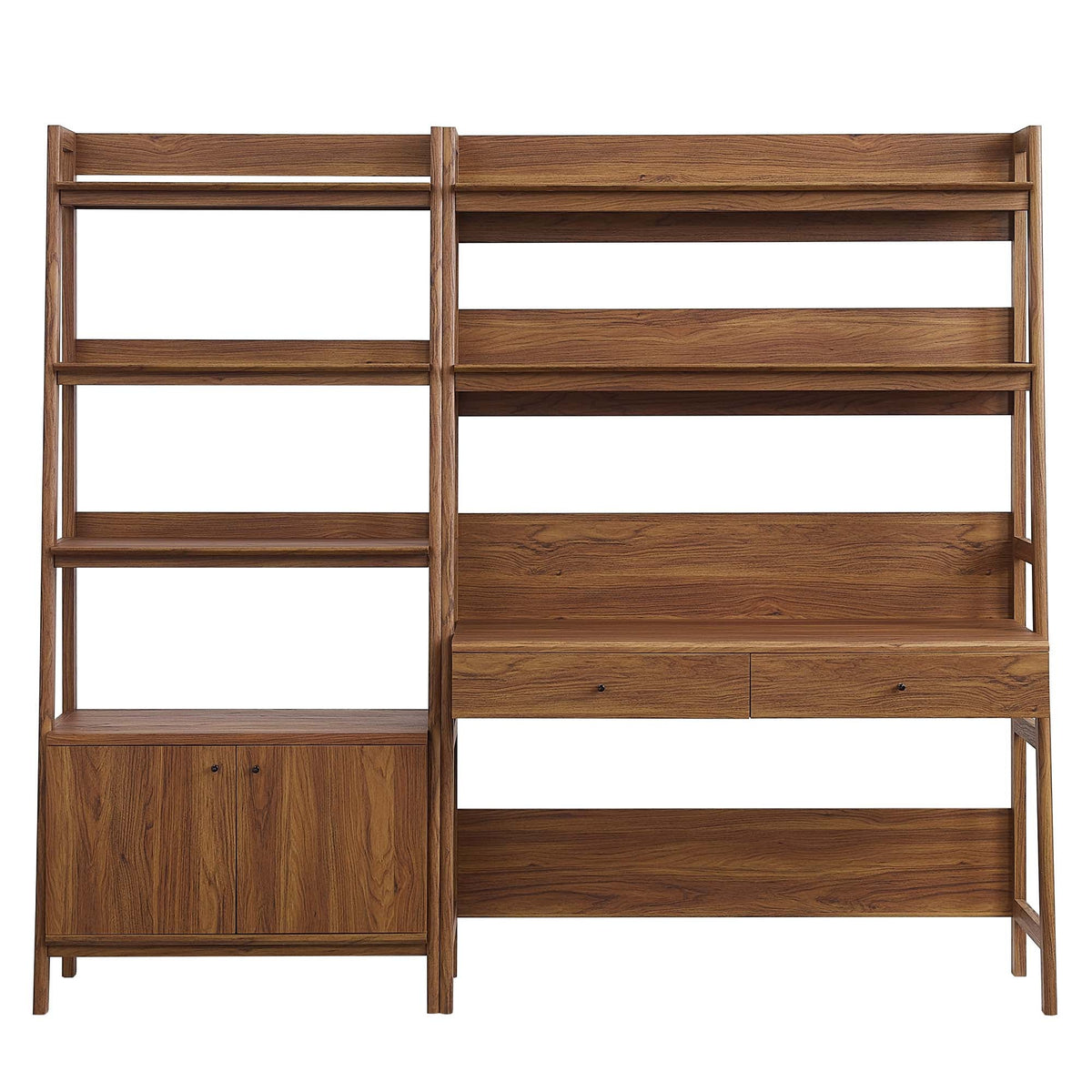 Bixby Walnut 2-Piece Wood Office Desk and Bookshelf - 18.5x81.5" - Ornate Home