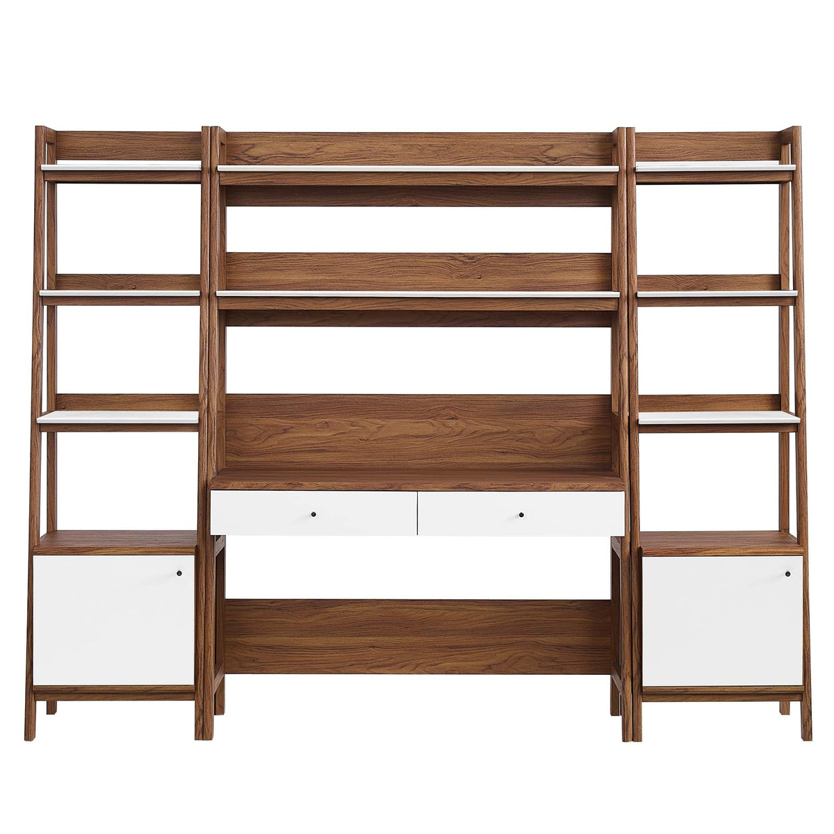 Bixby Walnut 3-Piece Wood Office Desk and Bookshelf - 18.5x90" - Ornate Home