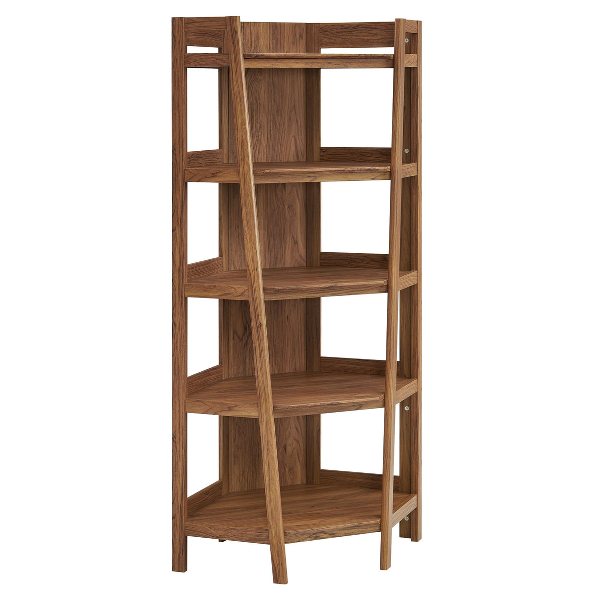 Bixby Walnut 71 Inch Corner Bookshelf - Ornate Home