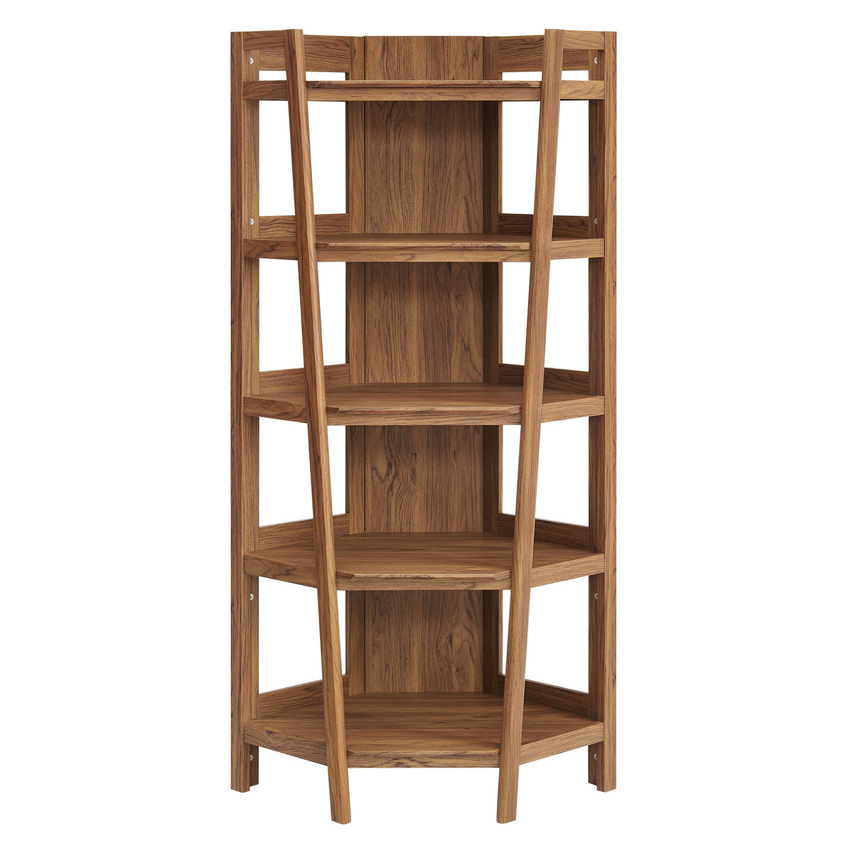 Bixby Walnut 71 Inch Corner Bookshelf - Ornate Home