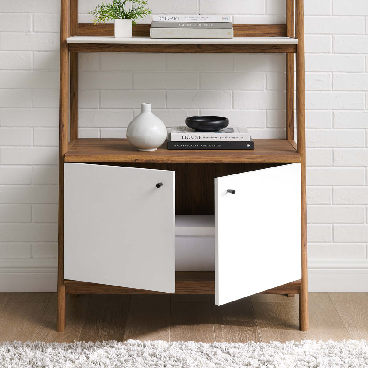 Bixby Walnut/White 33" Bookshelf - Ornate Home