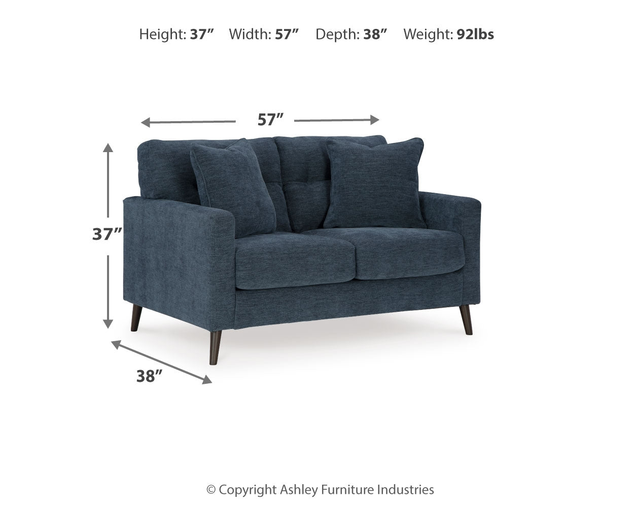 Bixler Navy Loveseat (Online Special Price) - Ornate Home