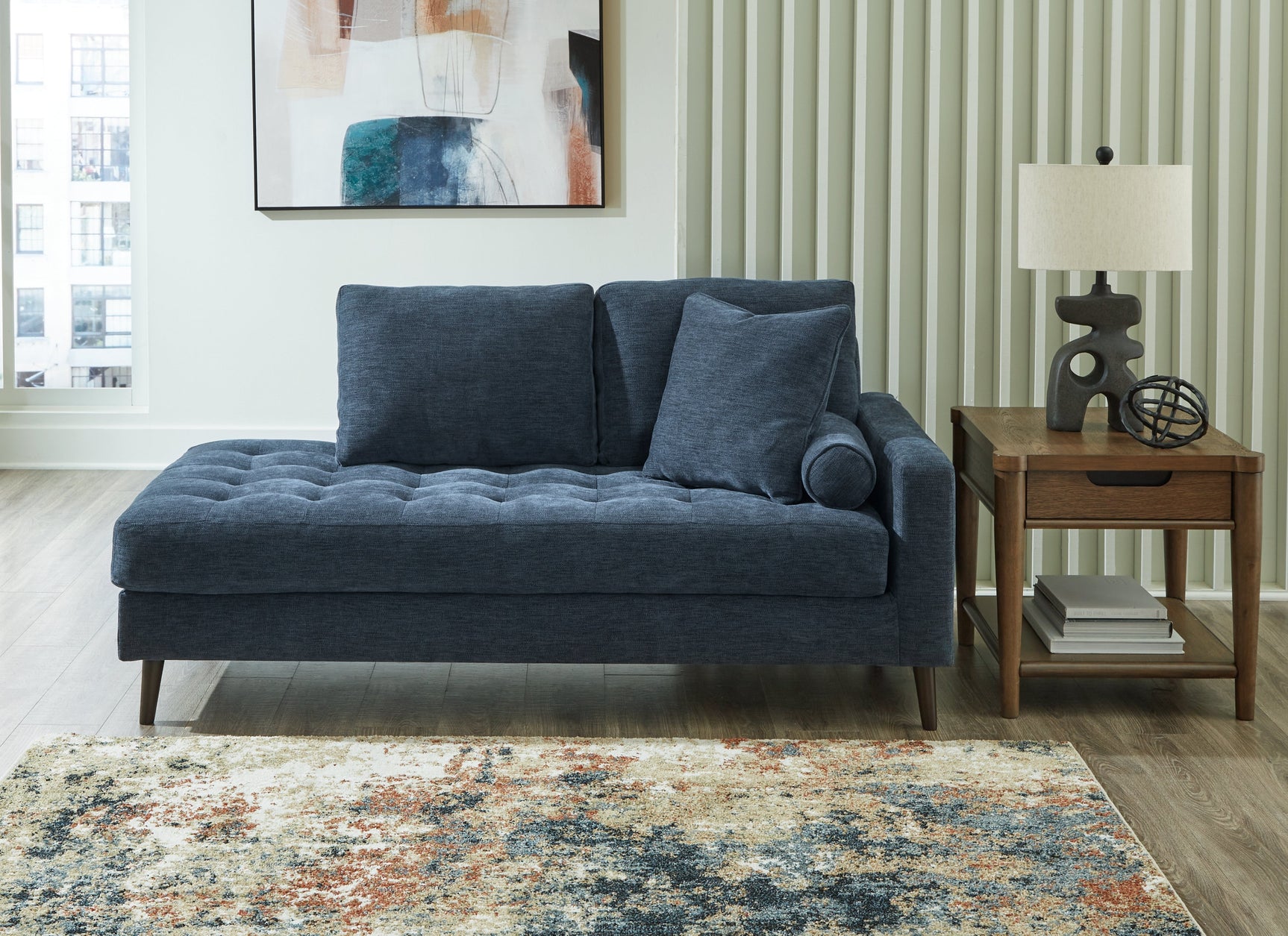 Bixler Navy Sofa and Chaise - Ornate Home
