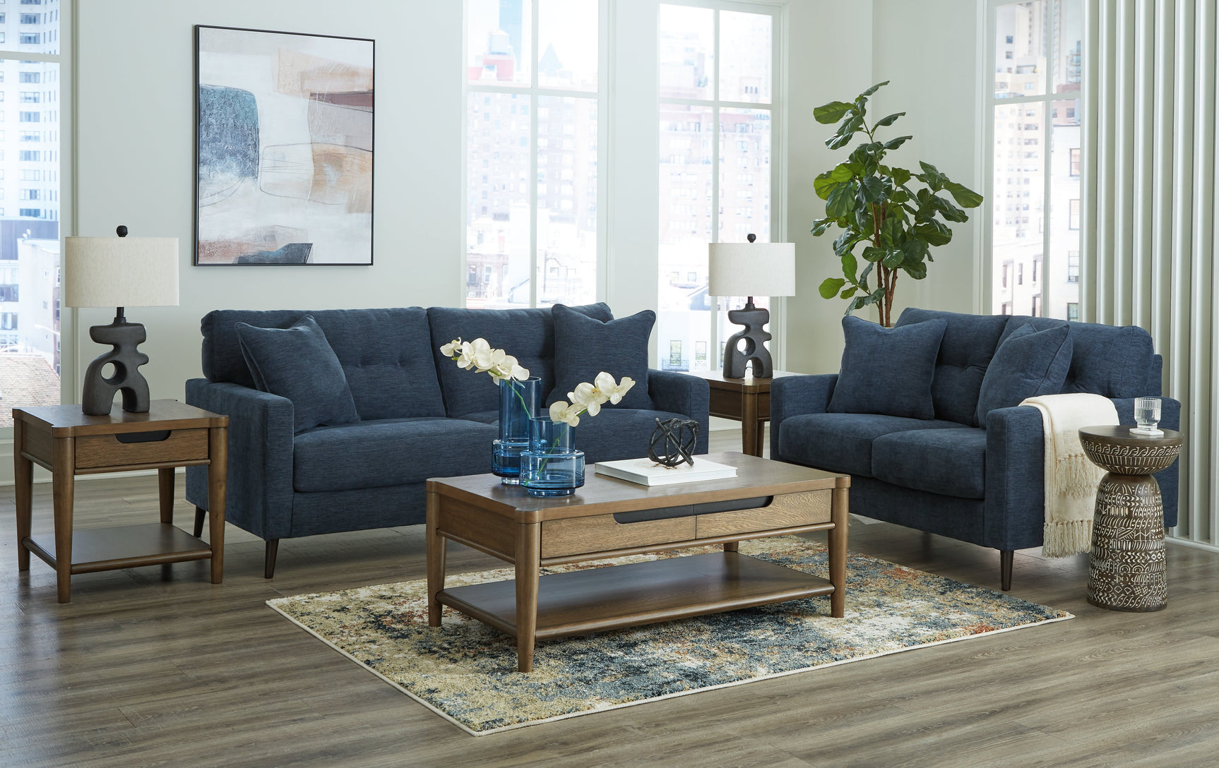 Bixler Navy Sofa and Loveseat (Online Special Price) - Ornate Home