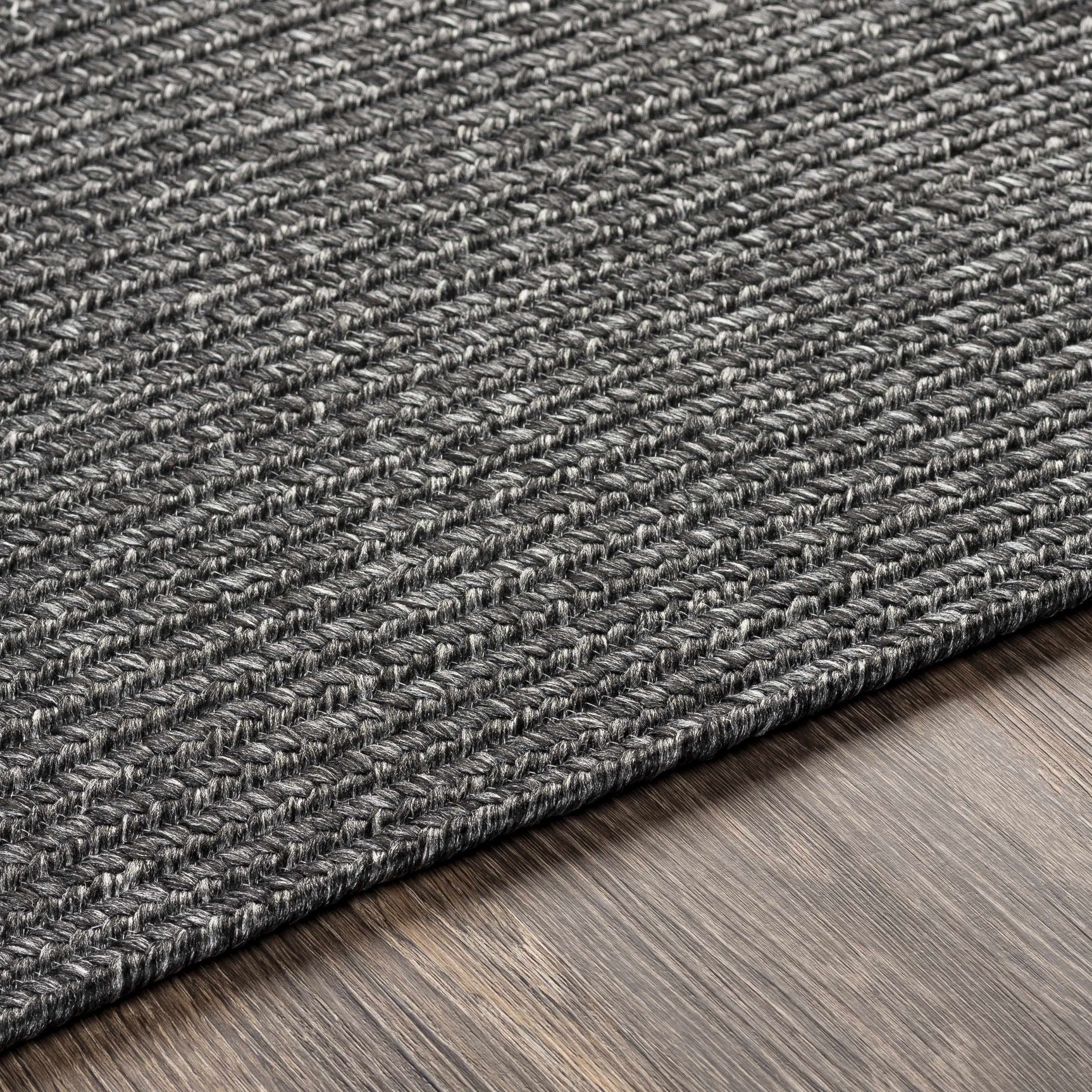 Black Braided Faux Jute Outdoor Rug - Ornate Home