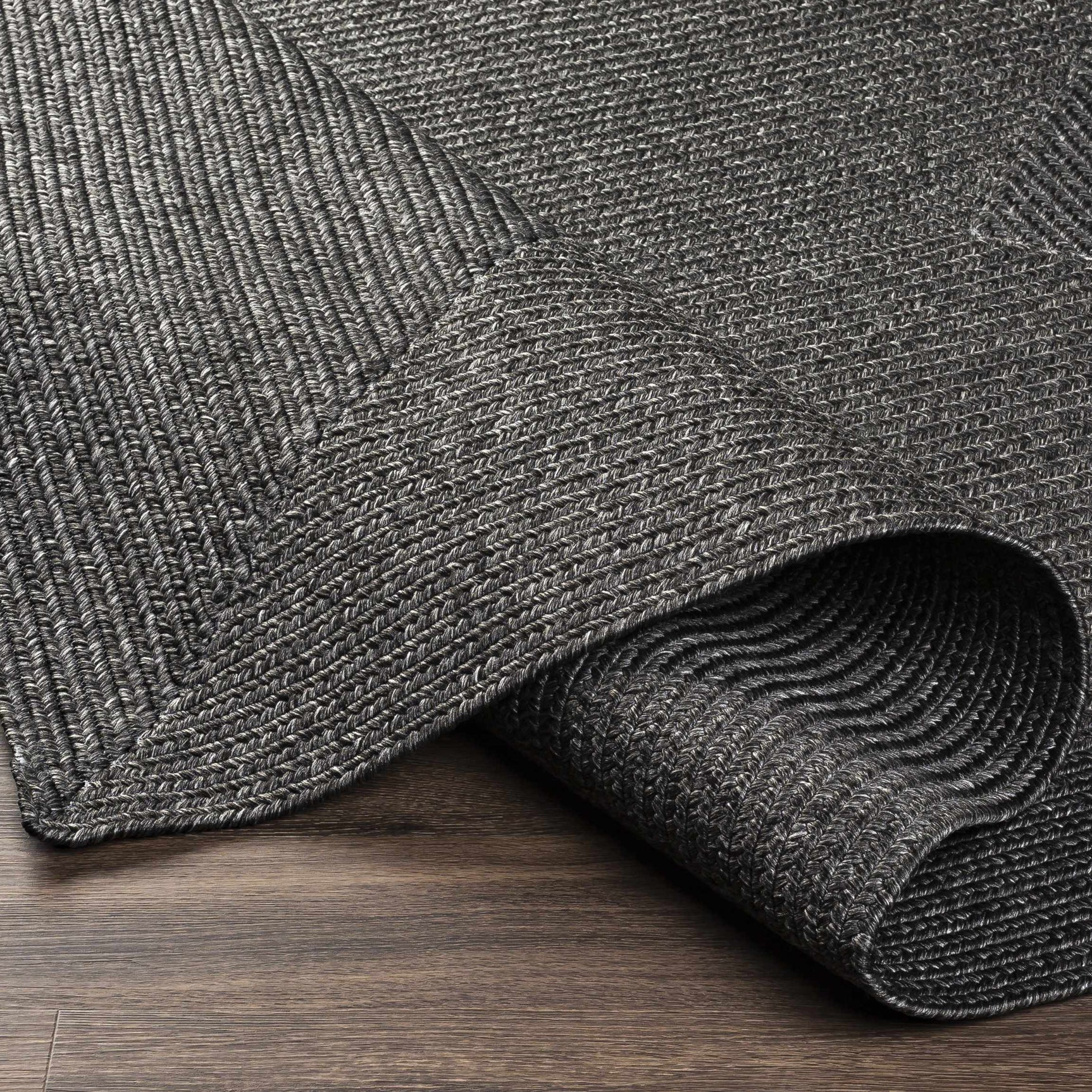 Black Braided Faux Jute Outdoor Rug - Ornate Home