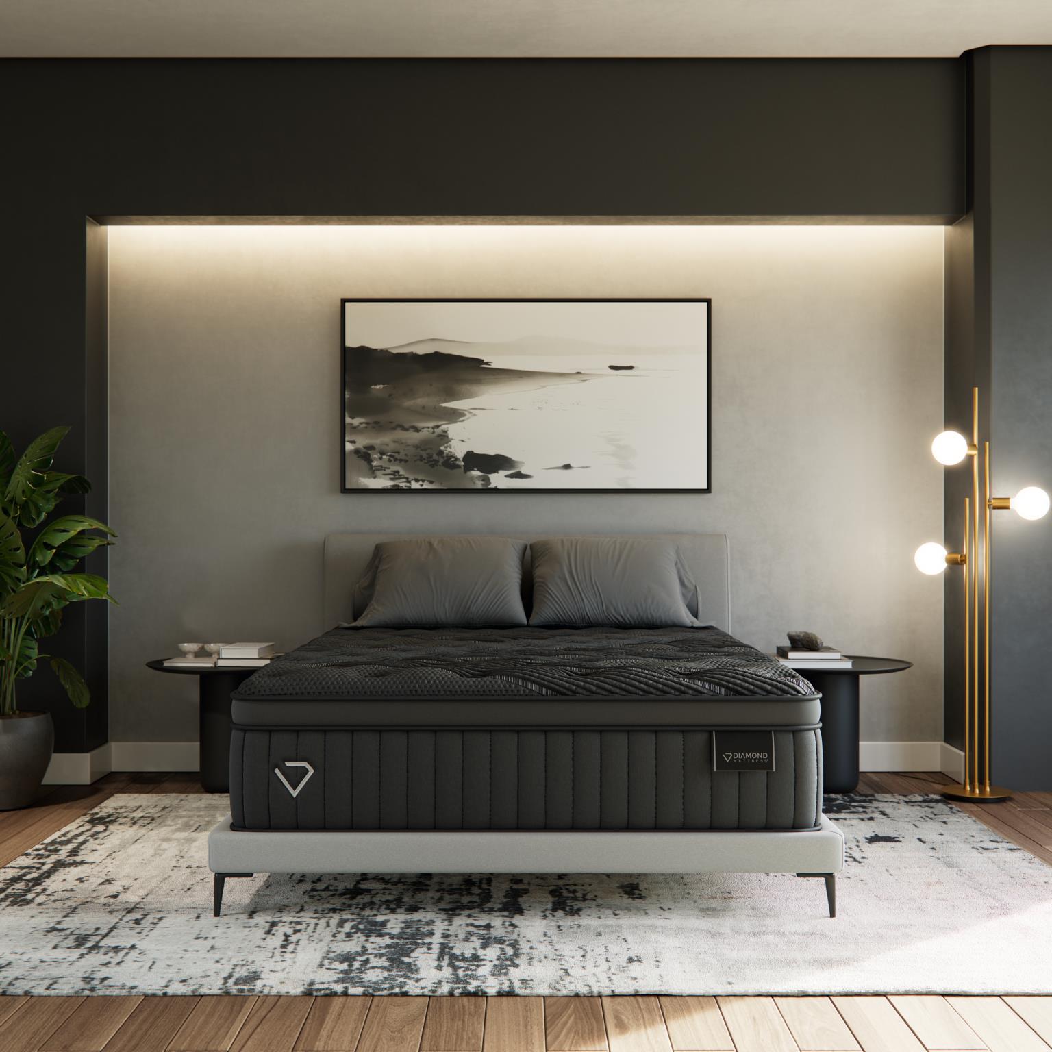 Black Diamond Whistler Luxe Quilted Hybrid 16" Medium Black Twin XL Mattress - Ornate Home
