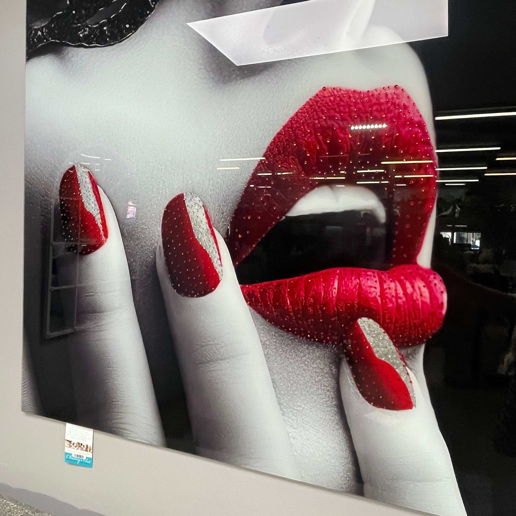 Black Lace Tempered Glass w / Foil & Rhinestones Wall ArtWall Art - Ornate Home