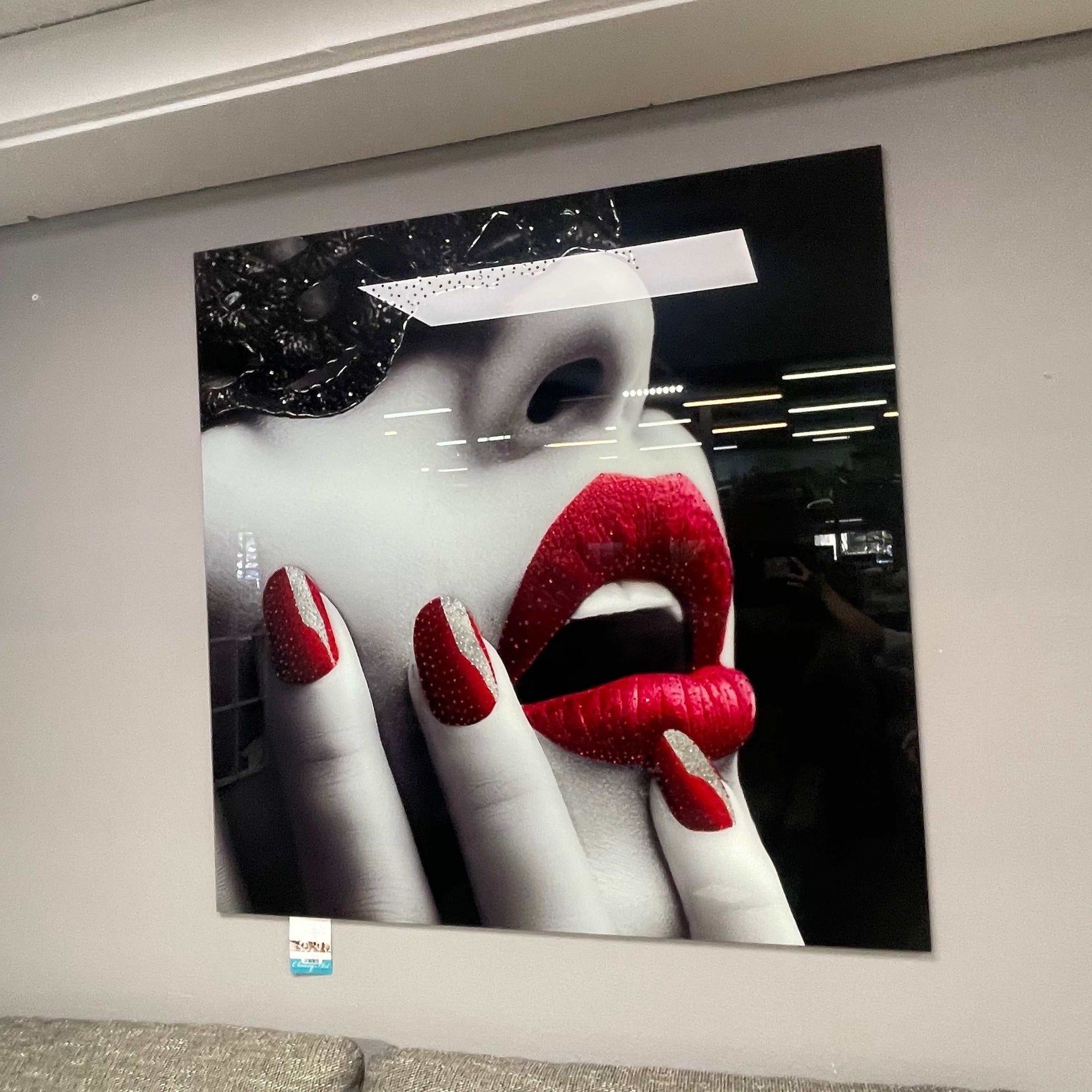 Black Lace Tempered Glass w / Foil & Rhinestones Wall ArtWall Art - Ornate Home