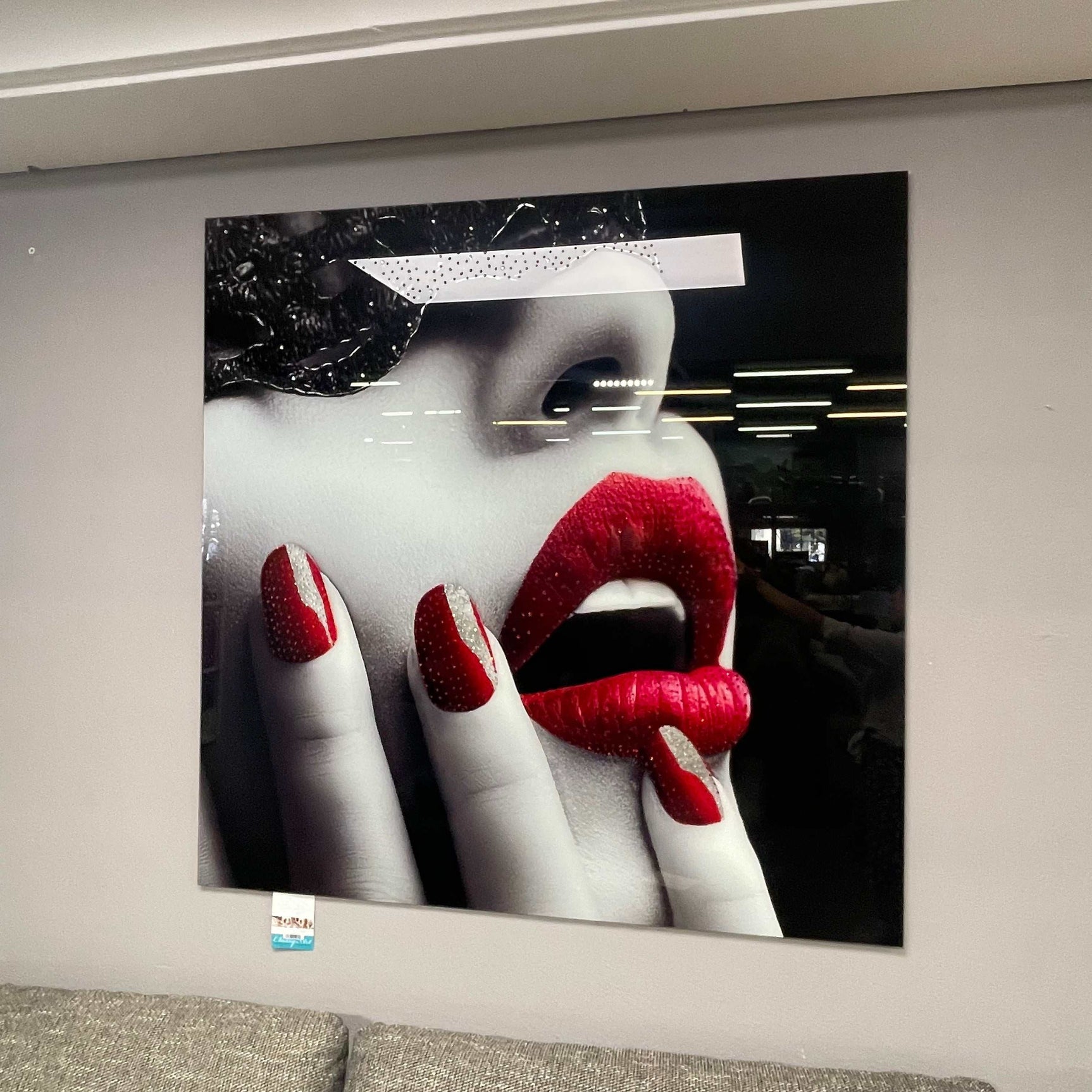 Black Lace Tempered Glass w / Foil & Rhinestones Wall ArtWall Art - Ornate Home