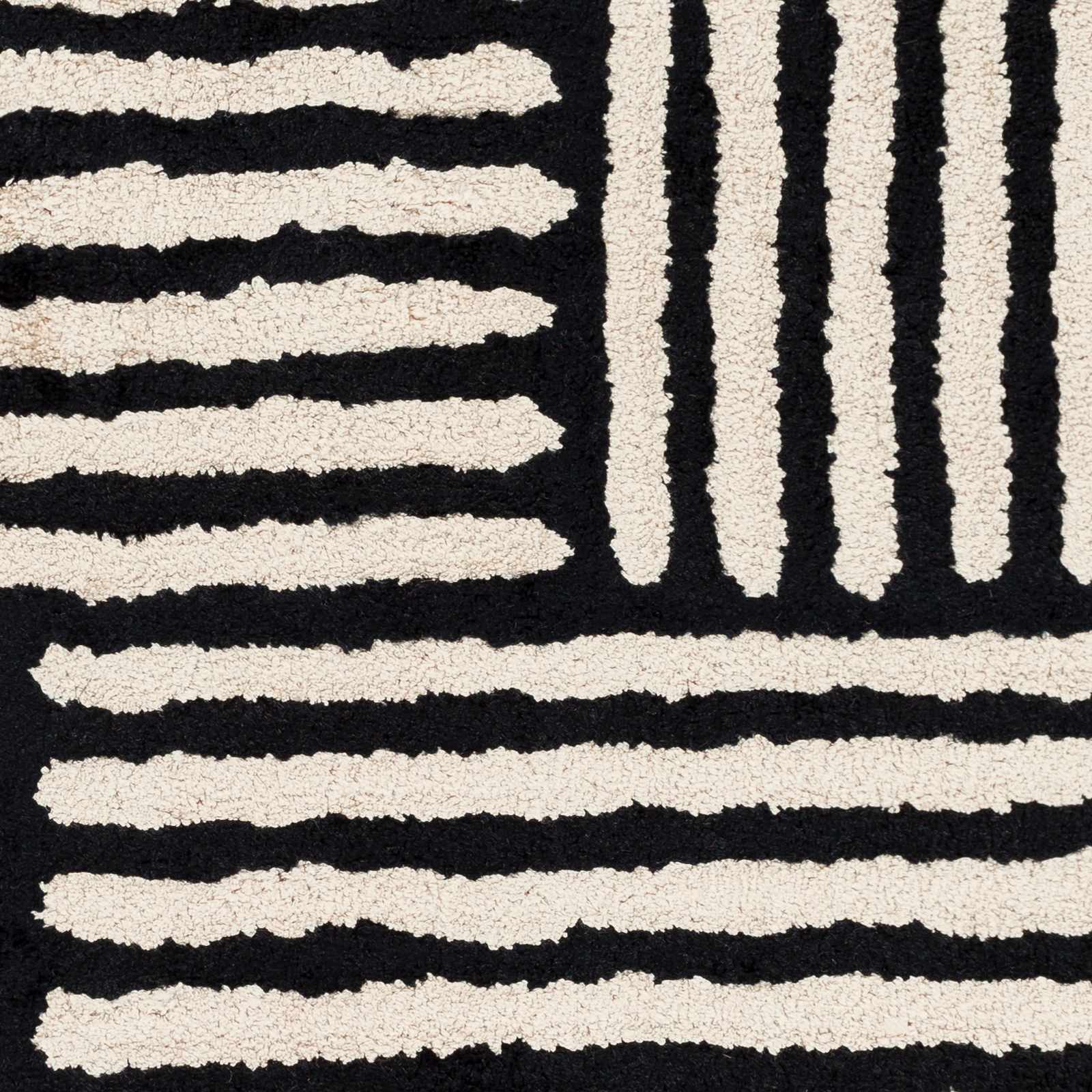 Black&White Striped Sheen Viscose Area Rug - Ornate Home