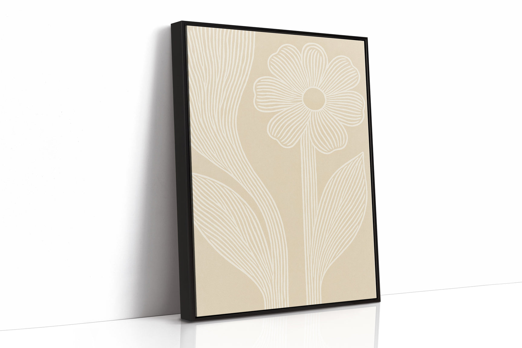 Minimalist Floral Line Art Print in Beige