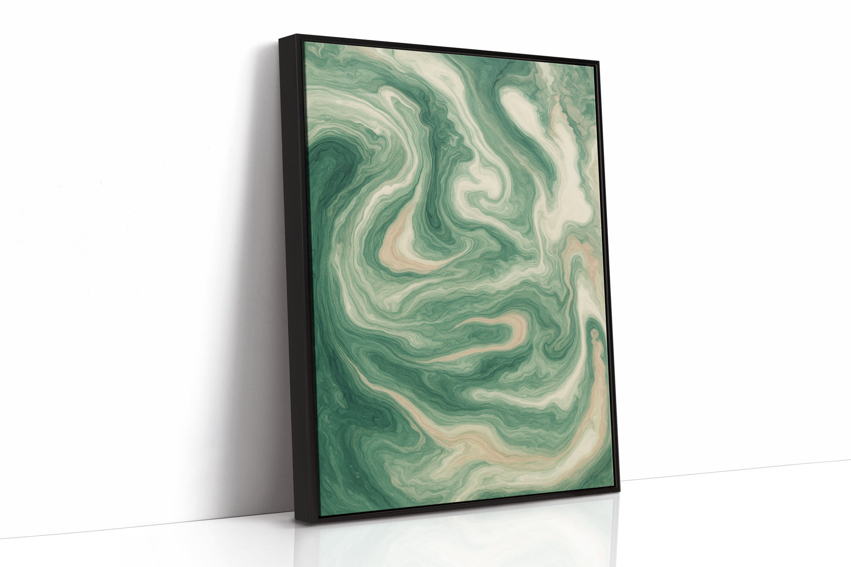 Emerald Waves: Abstract Fluid Art Print