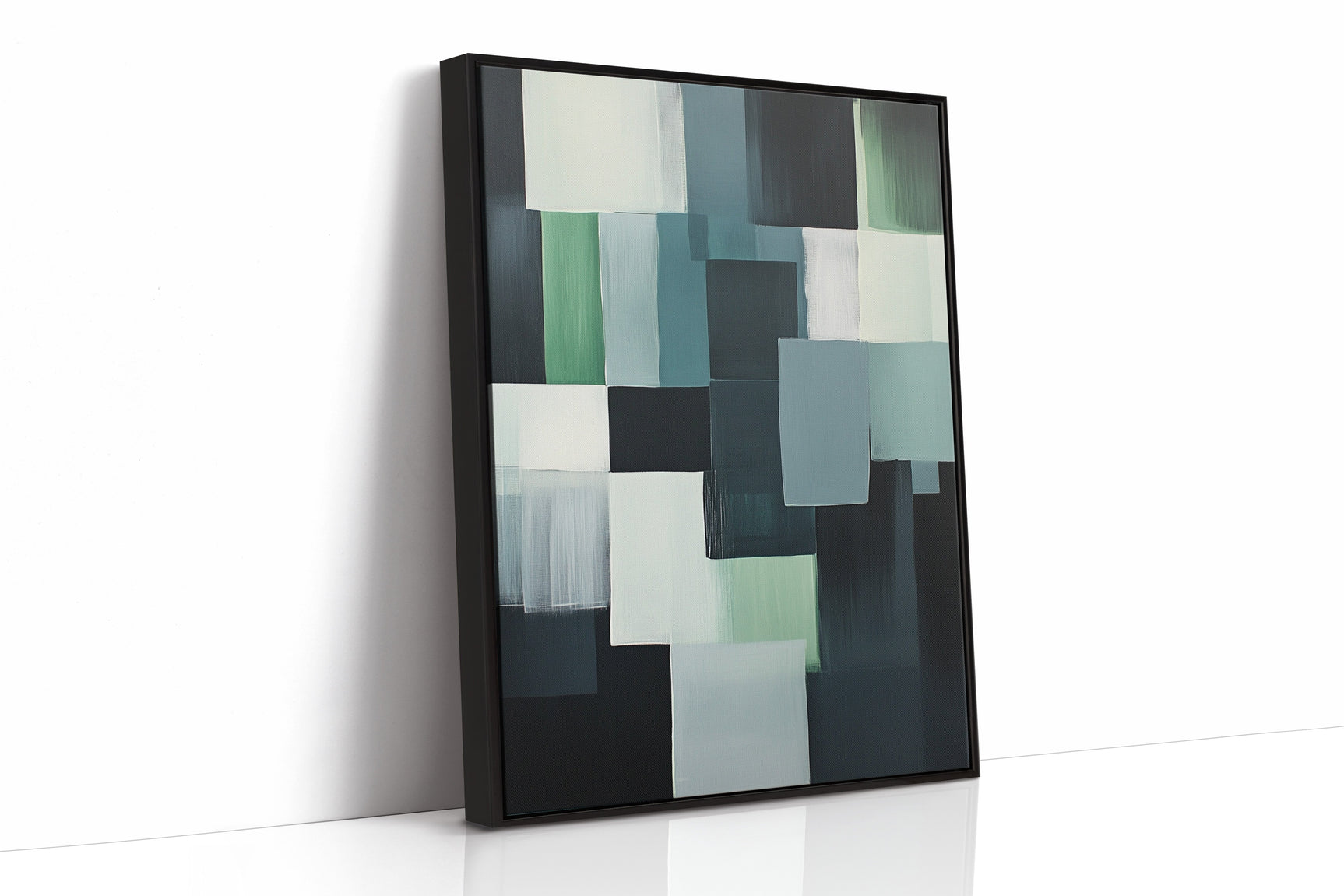 Forest Fade – Geometric Brushstroke Abstract Art Print