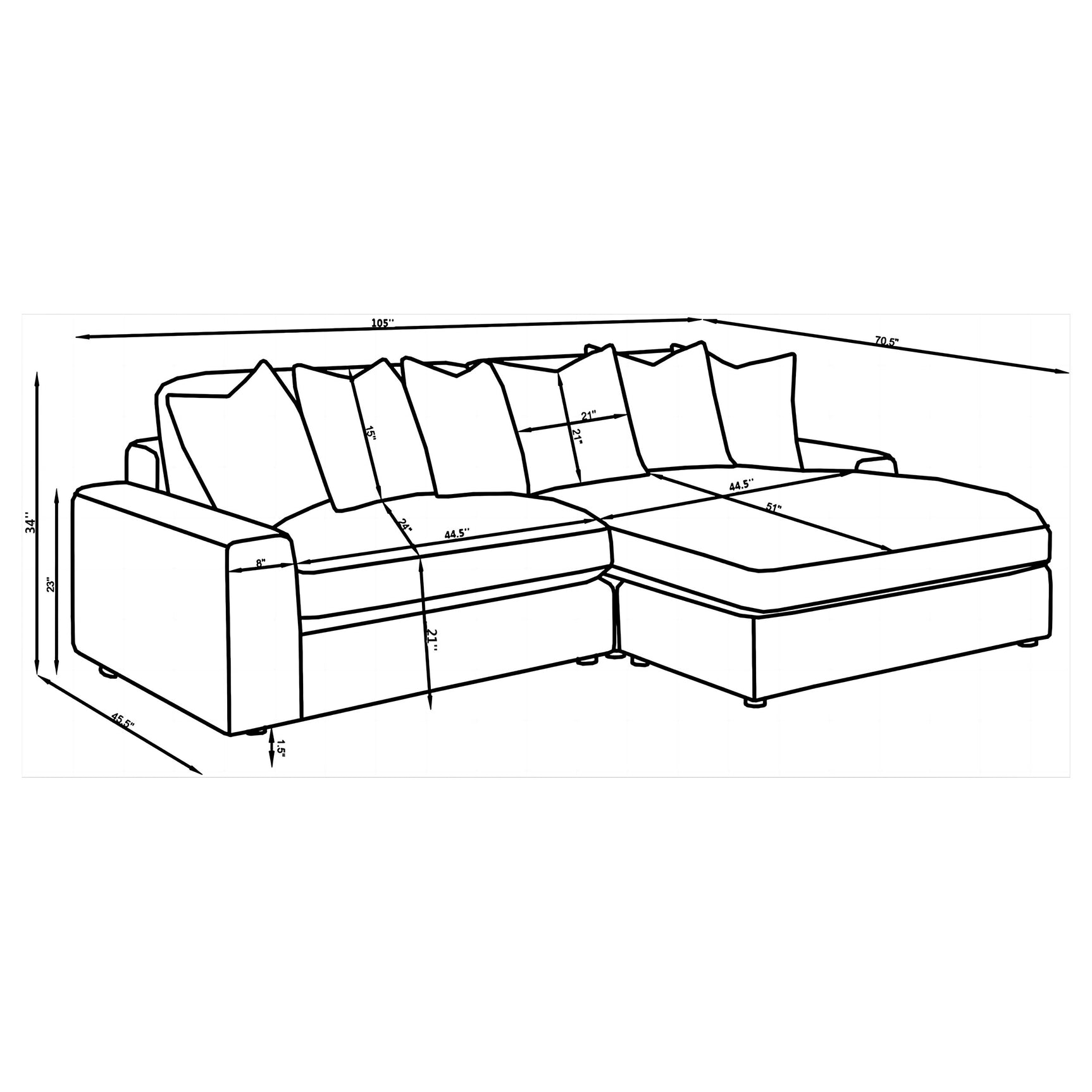 Blaine Chocolate Upholstered Reversible Chaise Sectional Sofa - Ornate Home