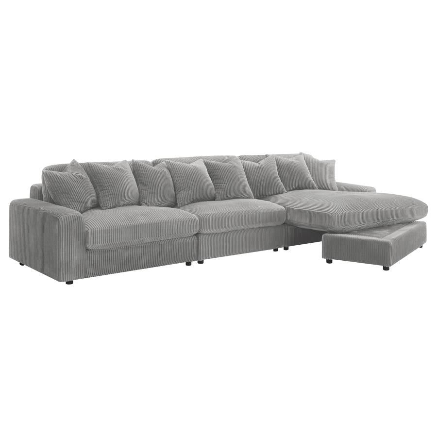 Blaine Fog Reversible Chaise 3-Piece Sectional - Ornate Home