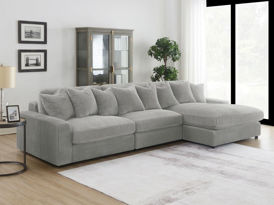 Blaine Fog Reversible Chaise 3-Piece Sectional - Ornate Home