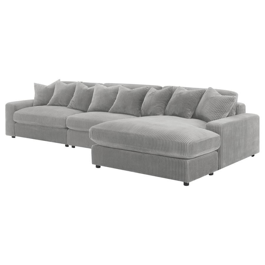 Blaine Fog Reversible Chaise 3-Piece Sectional - Ornate Home
