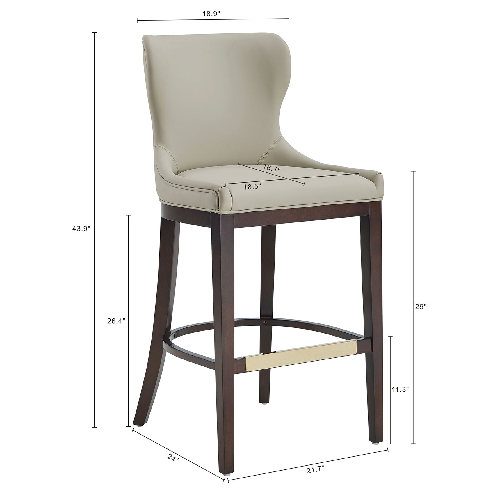 Blair Barstool in Stone (set of 2) - Ornate Home
