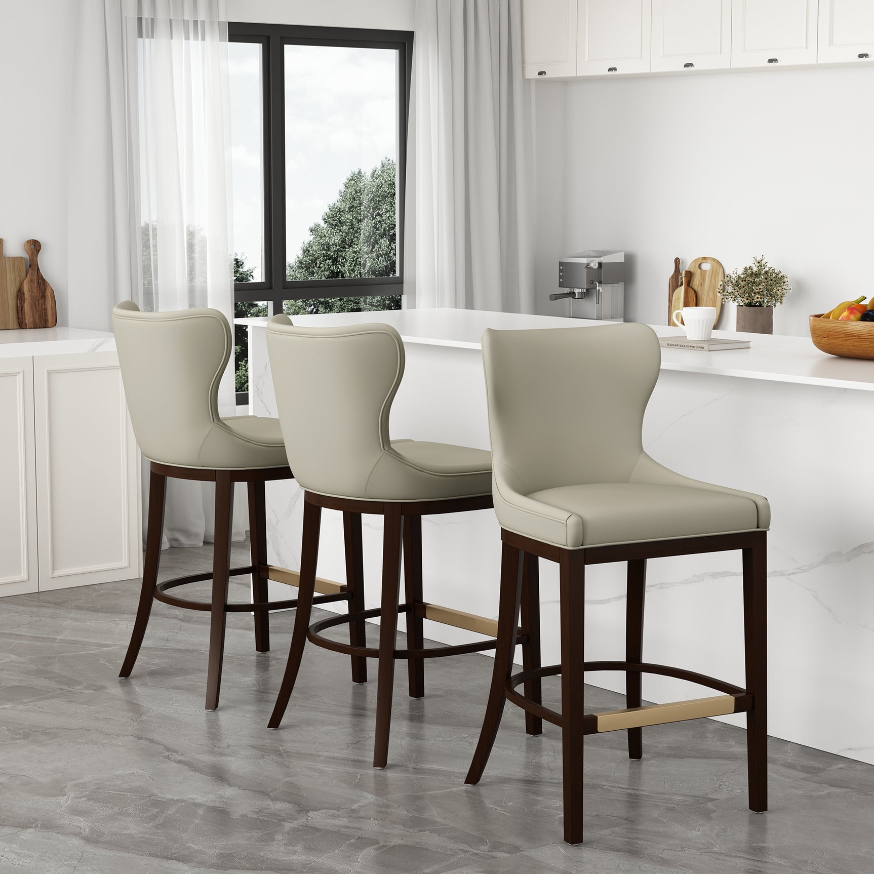 Blair Barstool in Stone (set of 3) - Ornate Home