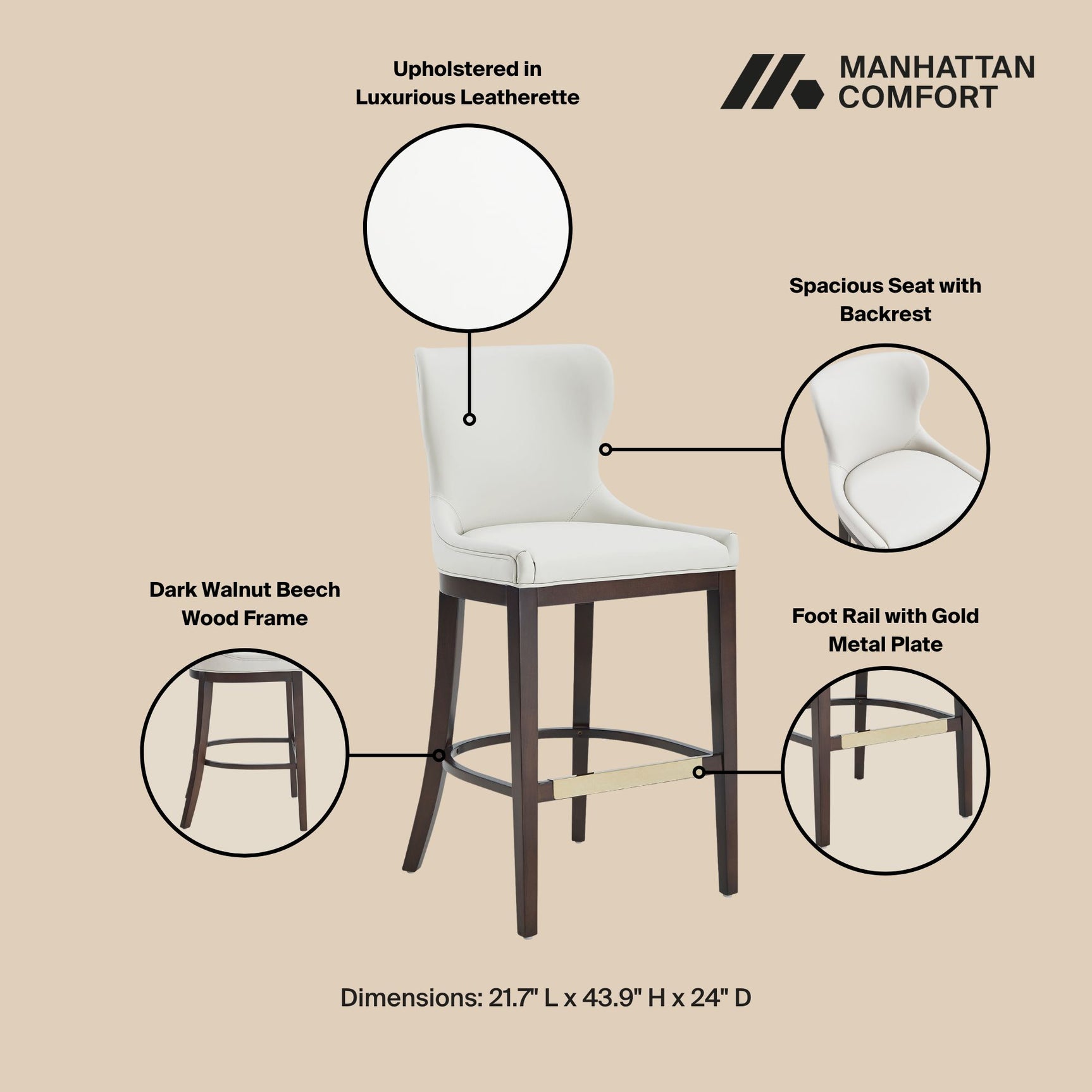 Blair Barstool in White - Ornate Home