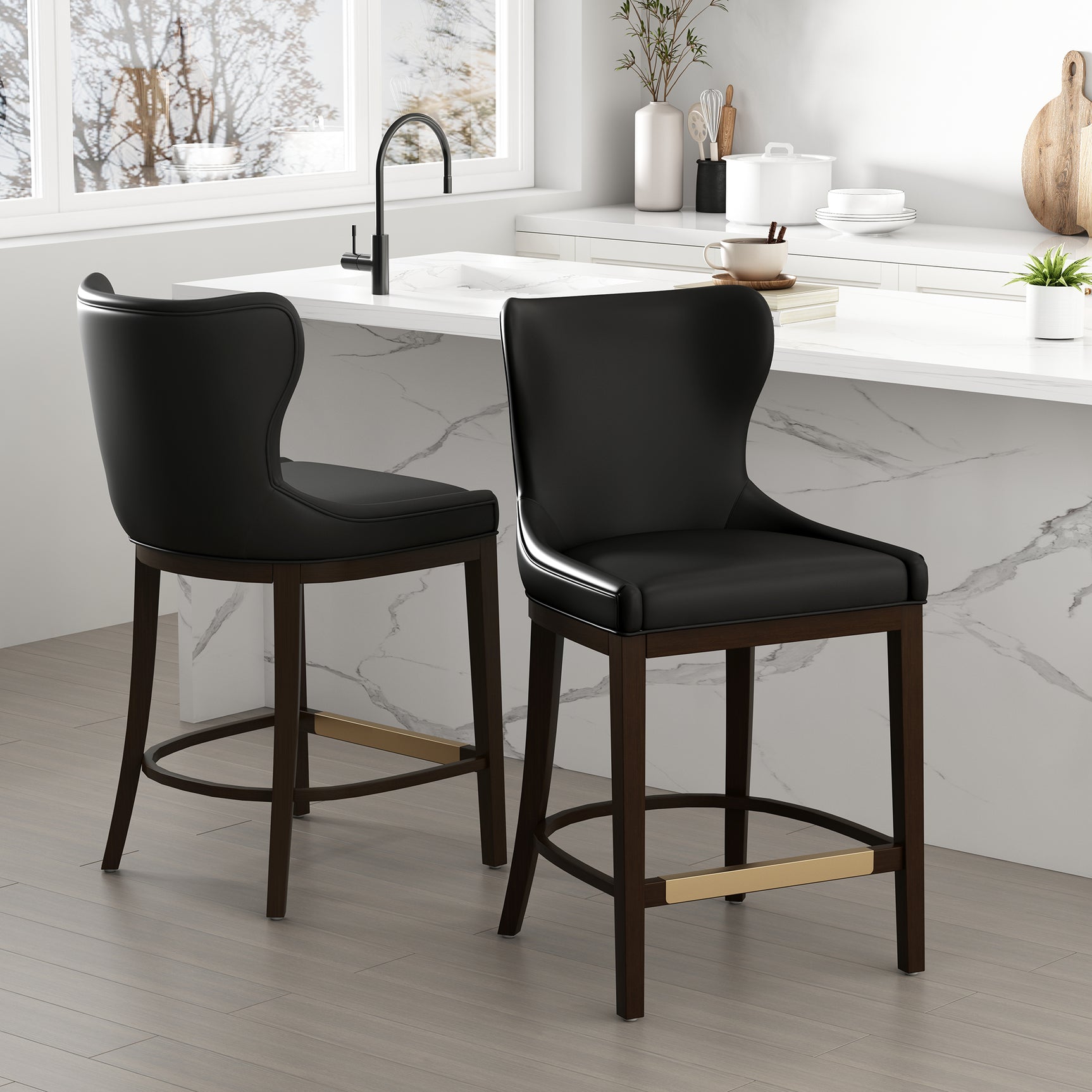 Blair Counter Stool in Black (set of 2) - Ornate Home