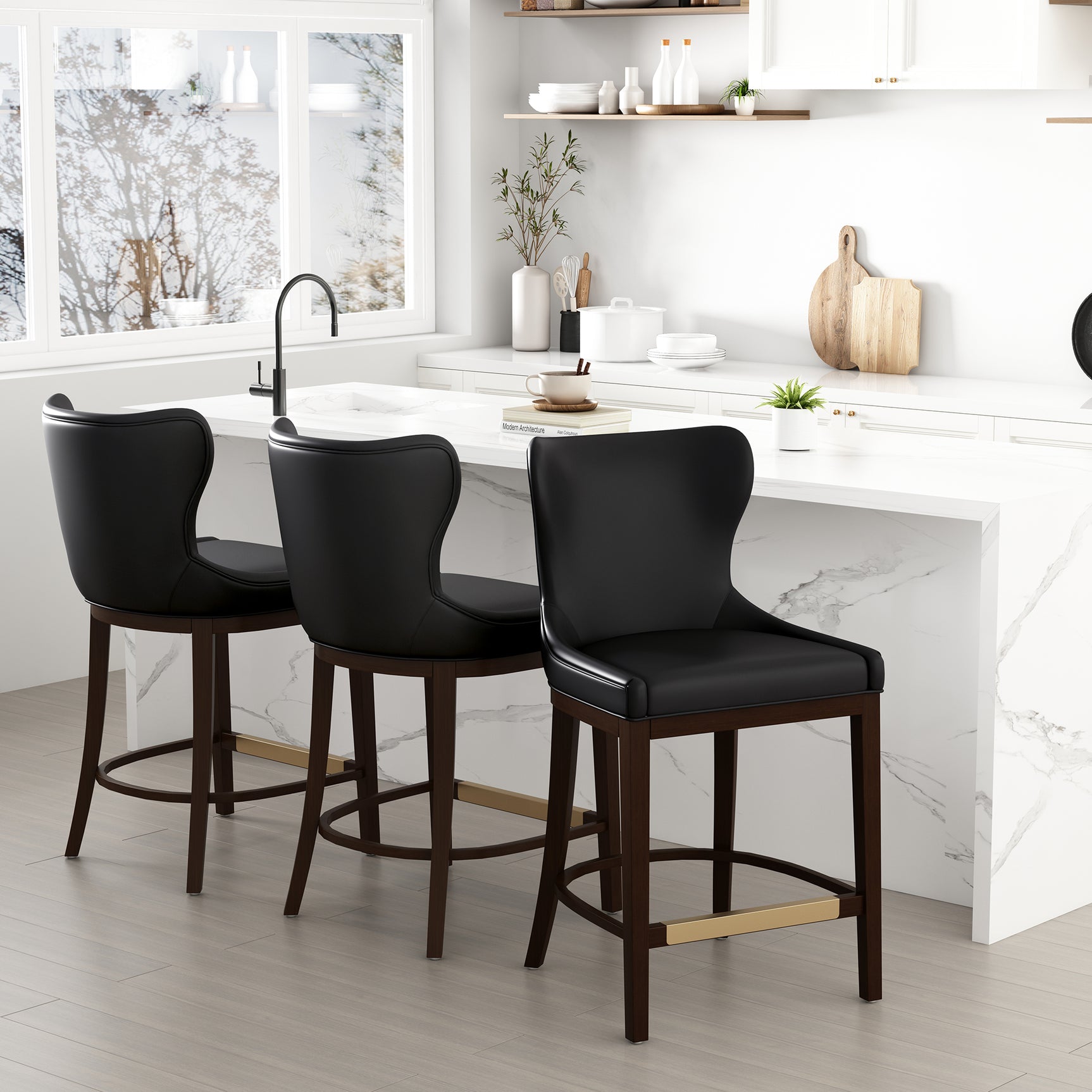 Blair Counter Stool in Black (set of 3) - Ornate Home