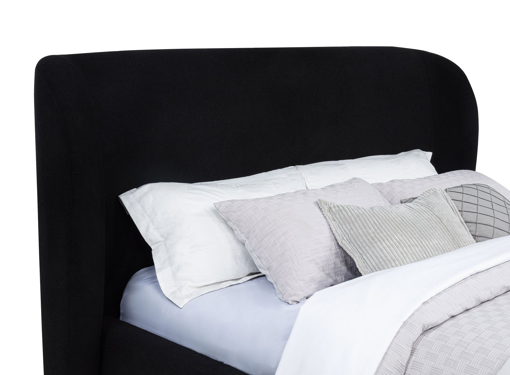 Blaire Black Upholstered Eastern King Wingback Platform Bed - Ornate Home