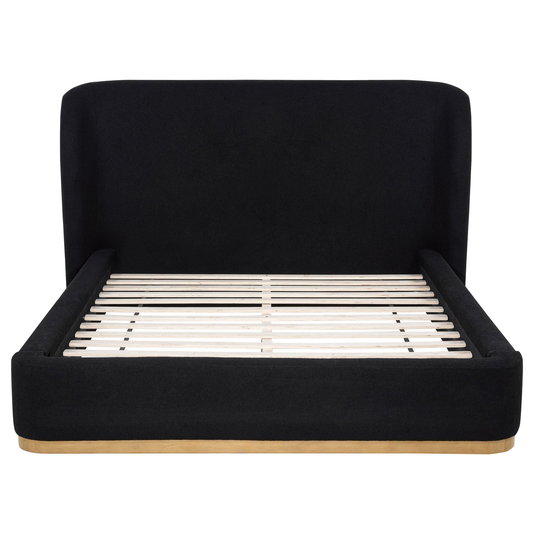 Blaire Black Upholstered Queen Wingback Platform Bed - Ornate Home