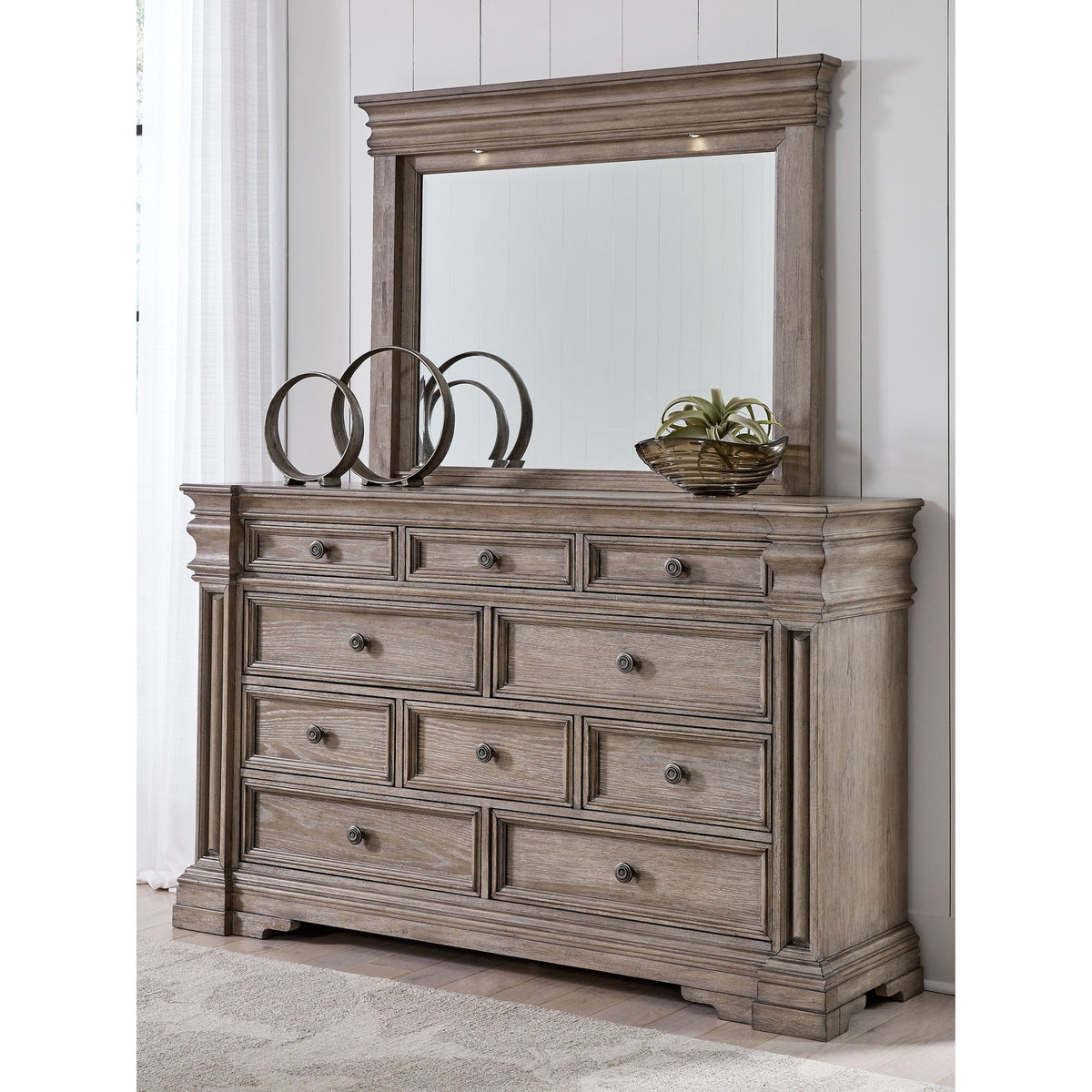 light grey dresser with mirror Ashley Blairhurst 10 Drawer and Mirror, Grayish Brown blue qipao