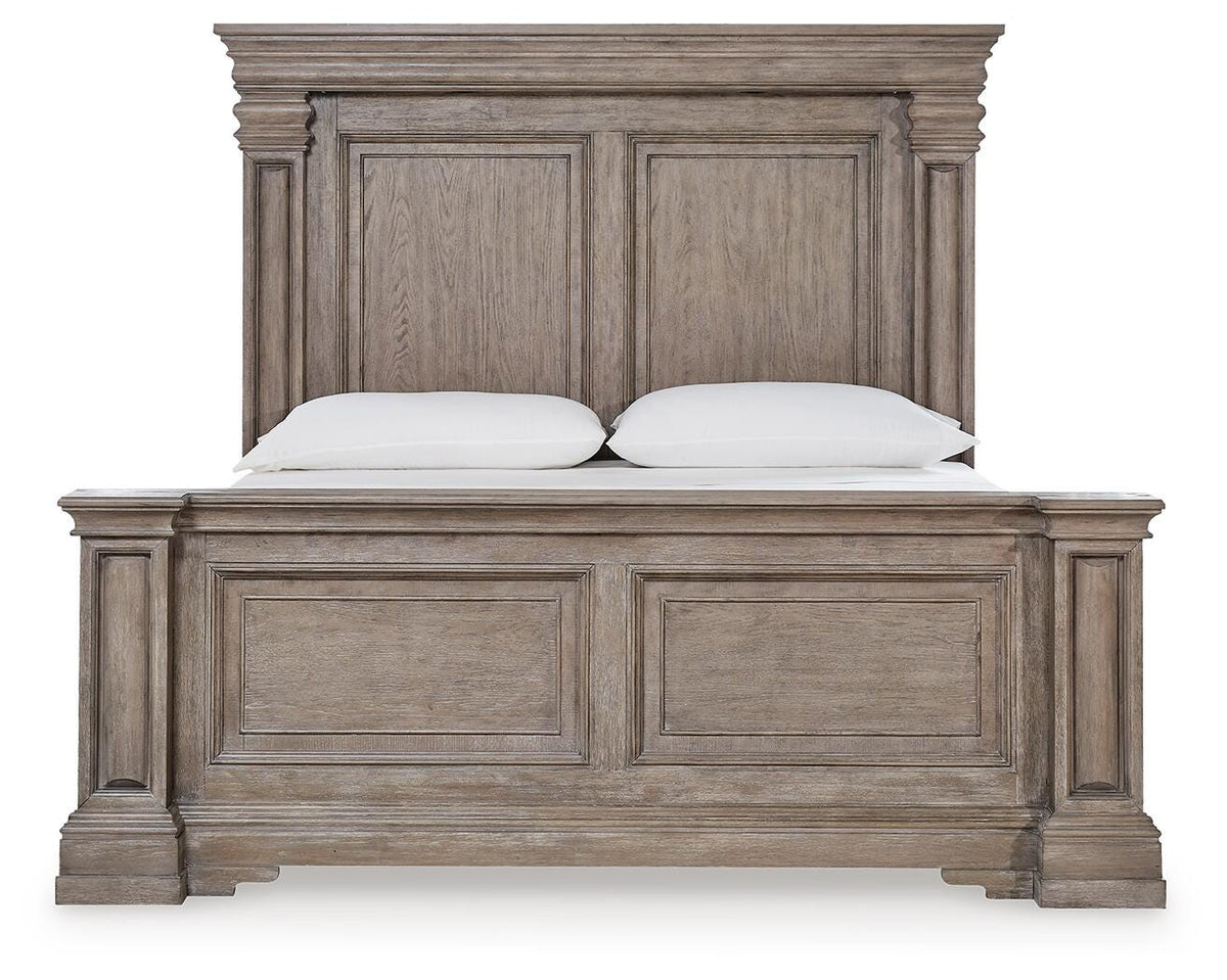 Blairhurst Light Grayish Brown King Panel Bed, Chest and 2 Nightstands - Ornate Home