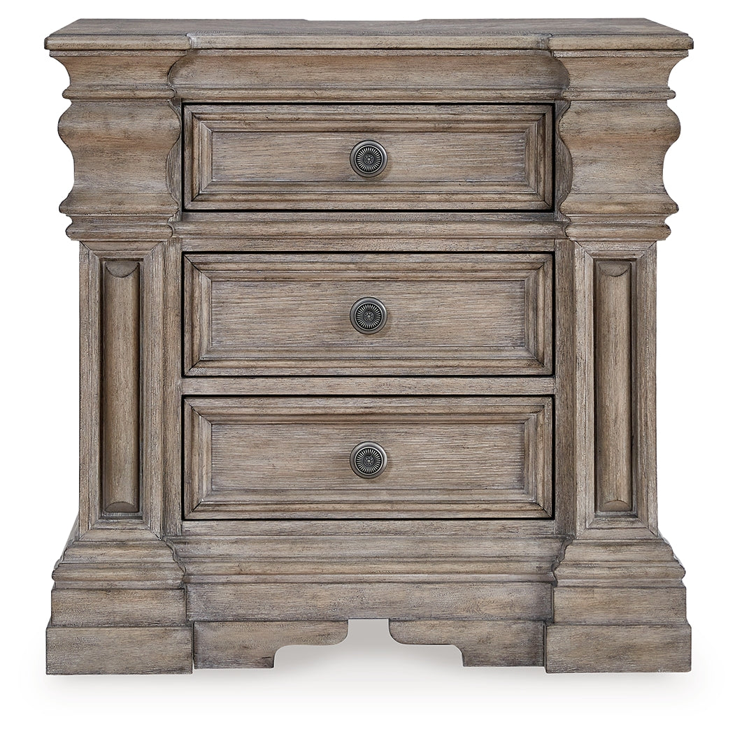 Blairhurst Light Grayish Brown King Panel Bedroom Set with Dresser, Chest and 2 Nightstands - Ornate Home