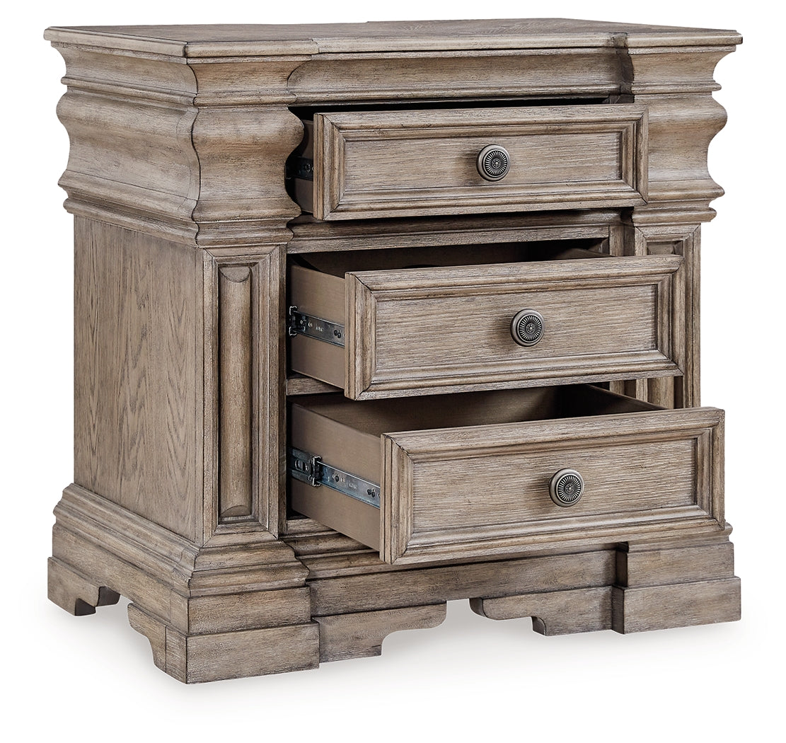Blairhurst Light Grayish Brown King Panel Bedroom Set with Dresser, Chest and 2 Nightstands - Ornate Home