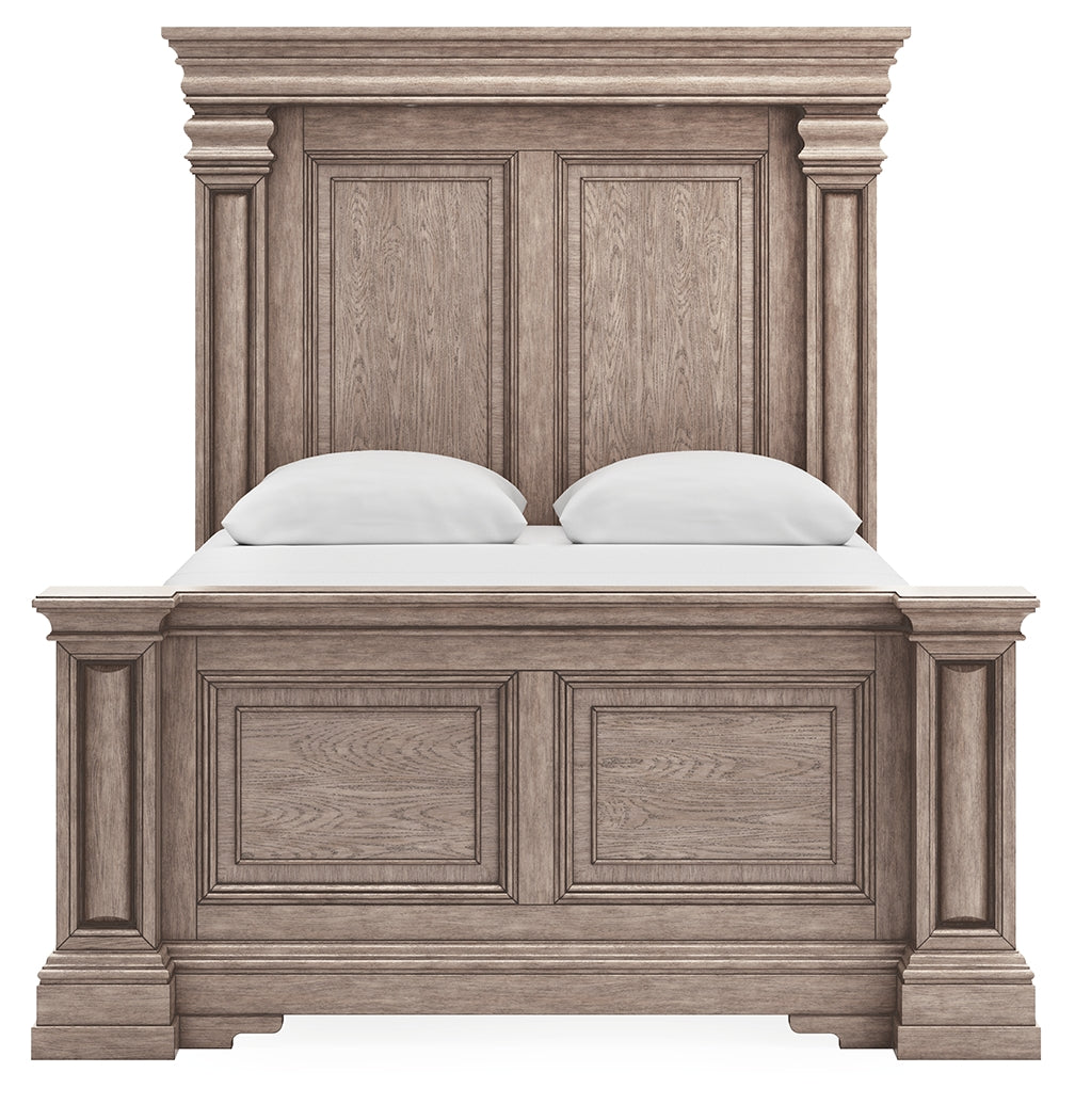 Blairhurst Light Grayish Brown Queen Panel Bedroom Set with Dresser, Mirror and 2 Nightstands - Ornate Home