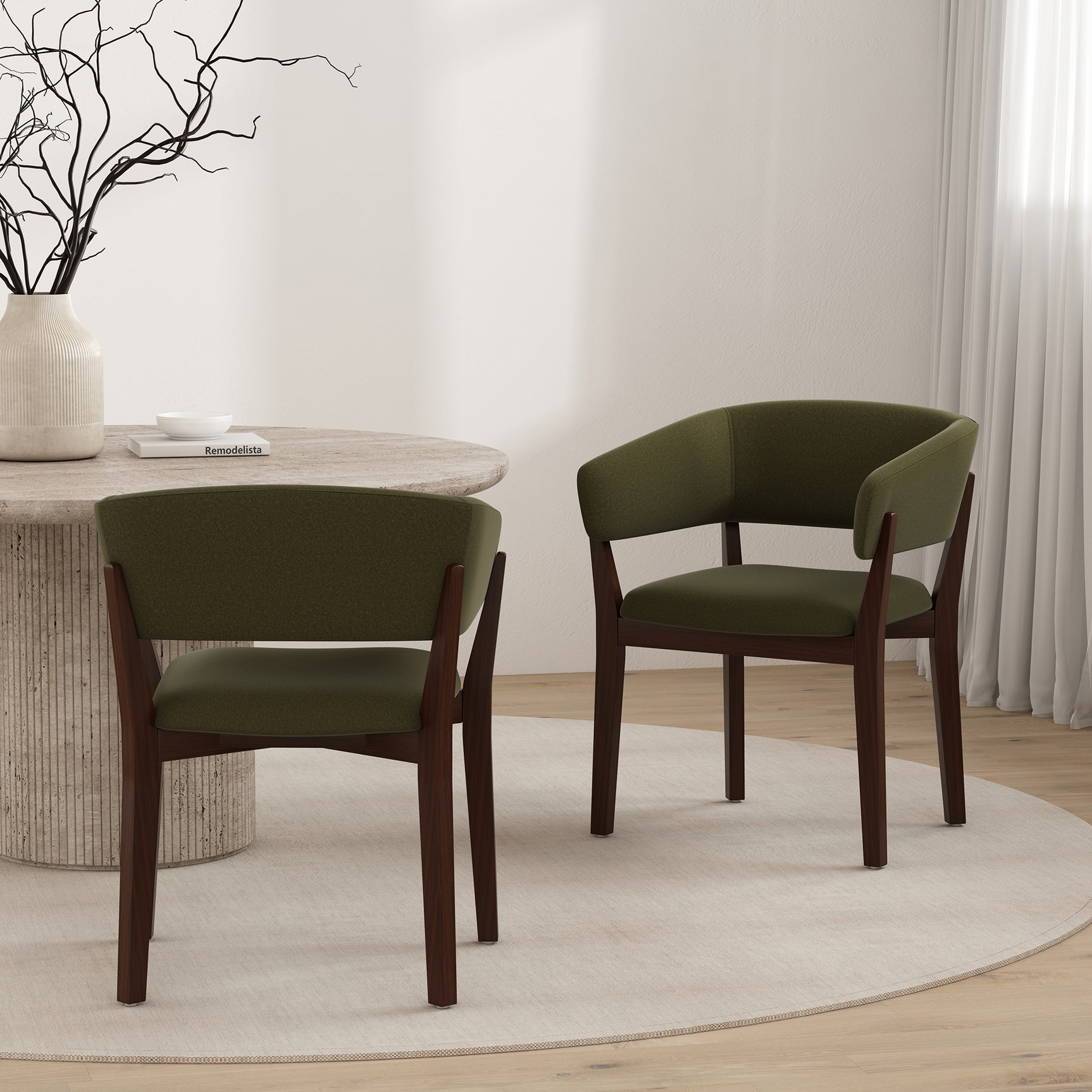 Blake Dining Armchair in Green (set of 2) - Ornate Home