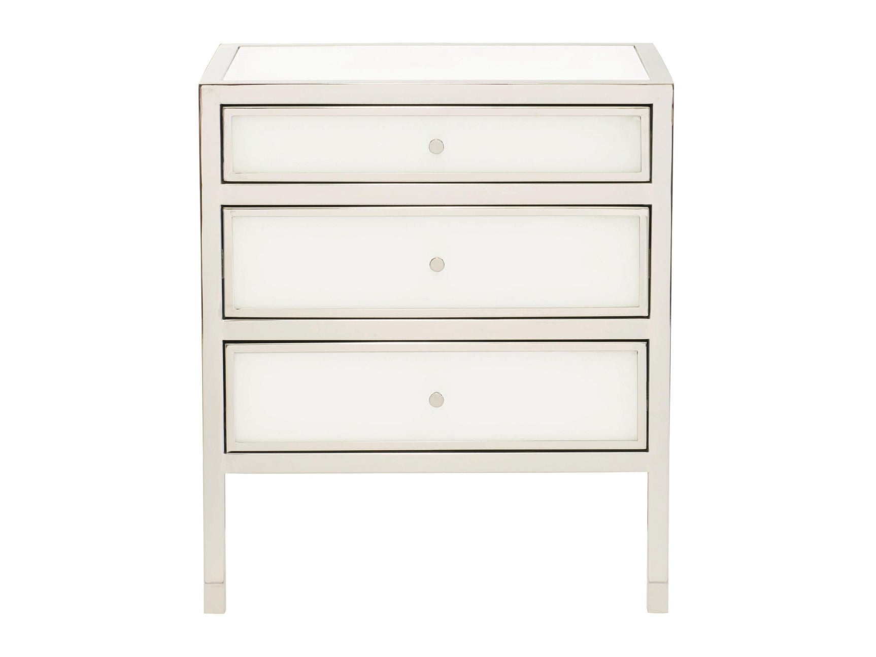 Blanca White/Polished Stainless Nightstand - Ornate Home