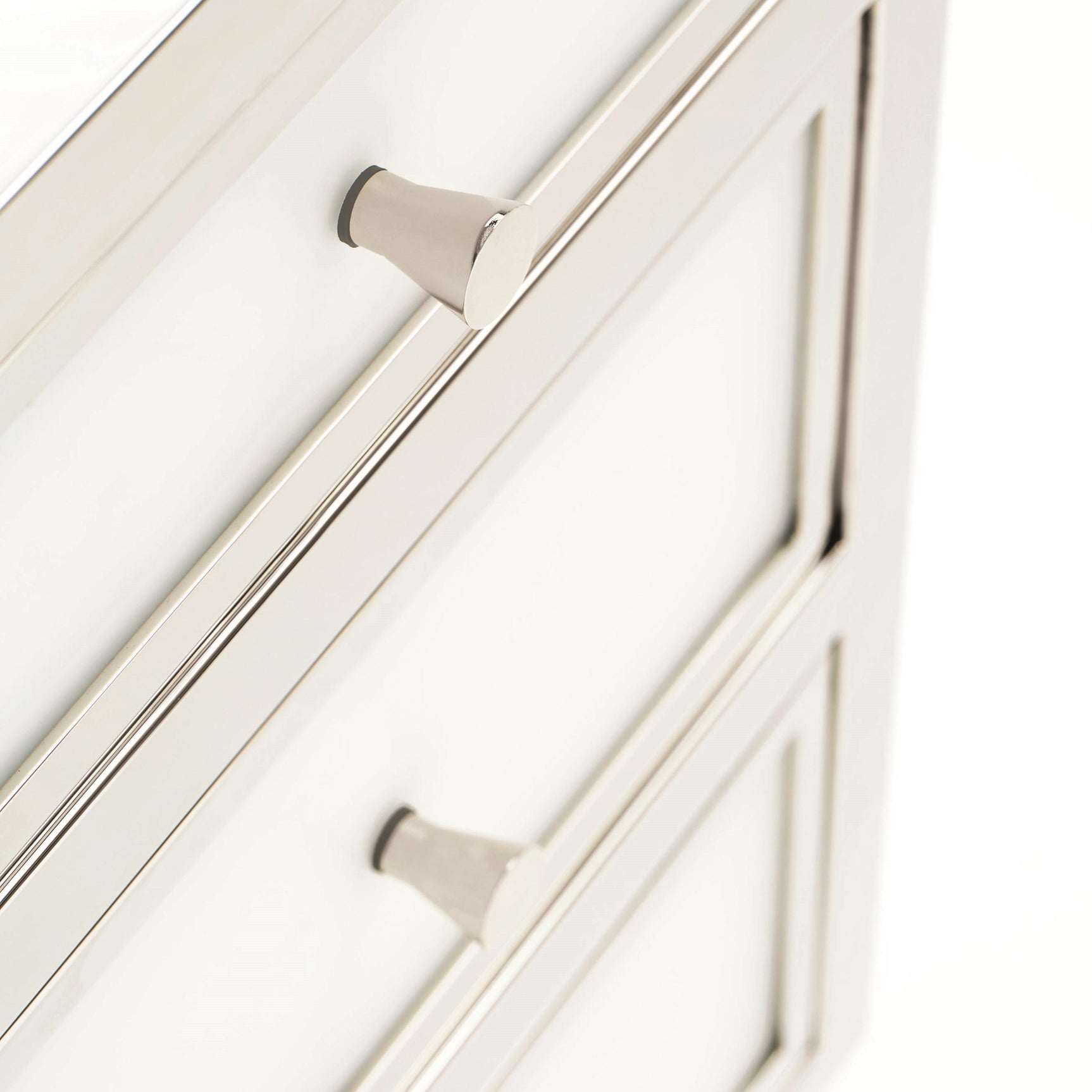 Blanca White/Polished Stainless Nightstand - Ornate Home
